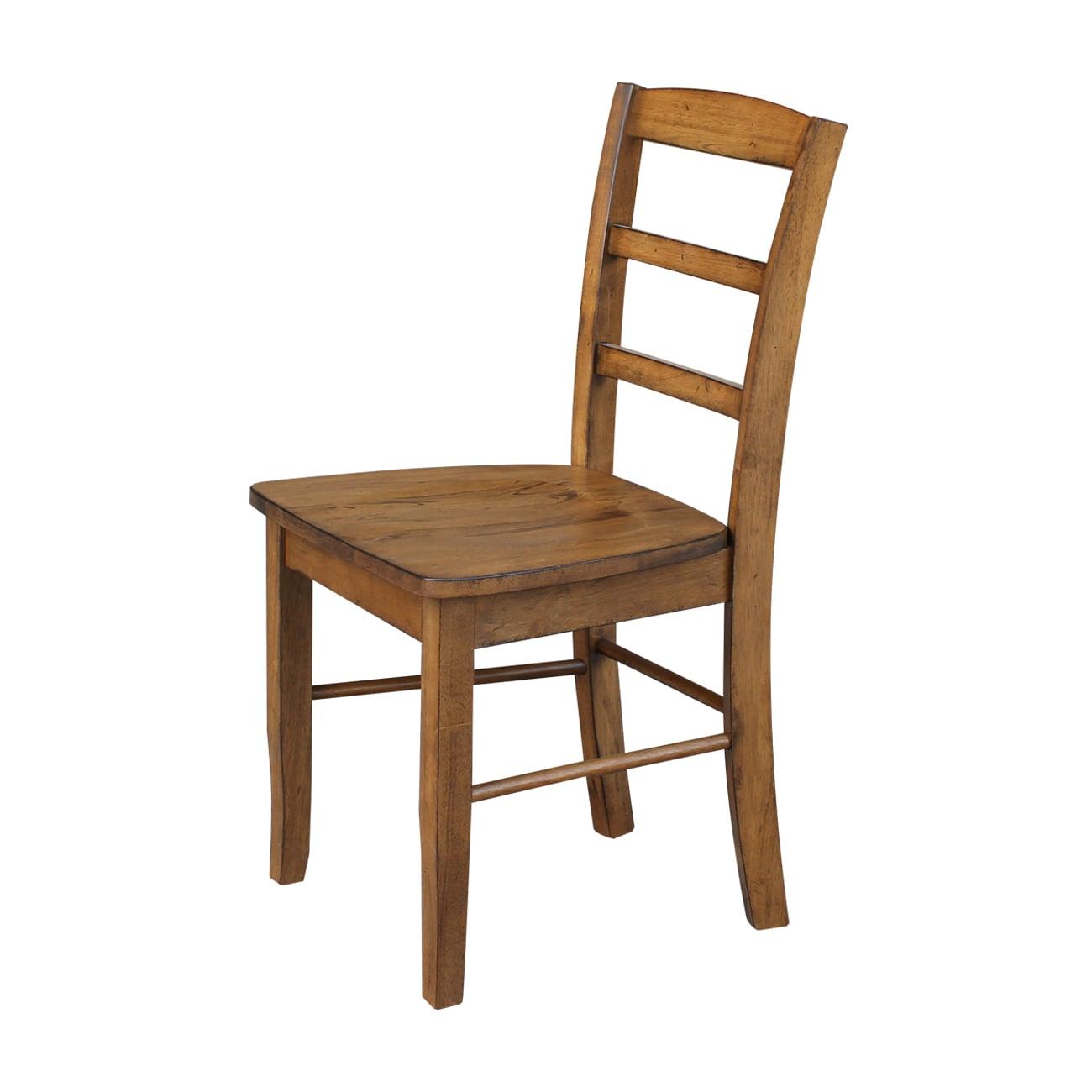 Set of 2 Madrid Ladderback Chairs Pecan - International Concepts: Solid Wood, Armless, Kitchen Seating