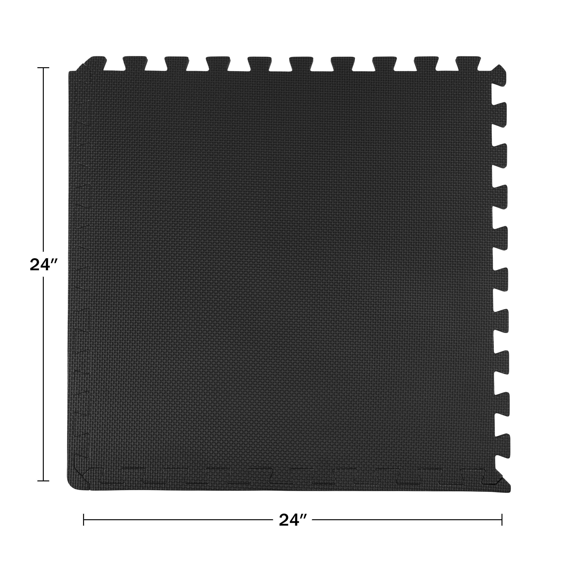Fleming Supply Nonslip Interlocking Foam Floor Tiles – 24" x 24" x 0.375", Black, 6-Pack