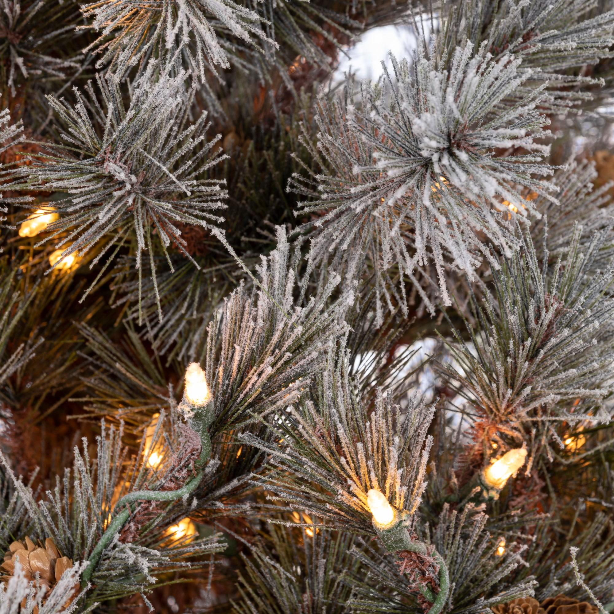 Gerson 7.5 ft. Pre Lit Clear Incandescent Lightly Flocked Hard Needle Scotch Pine