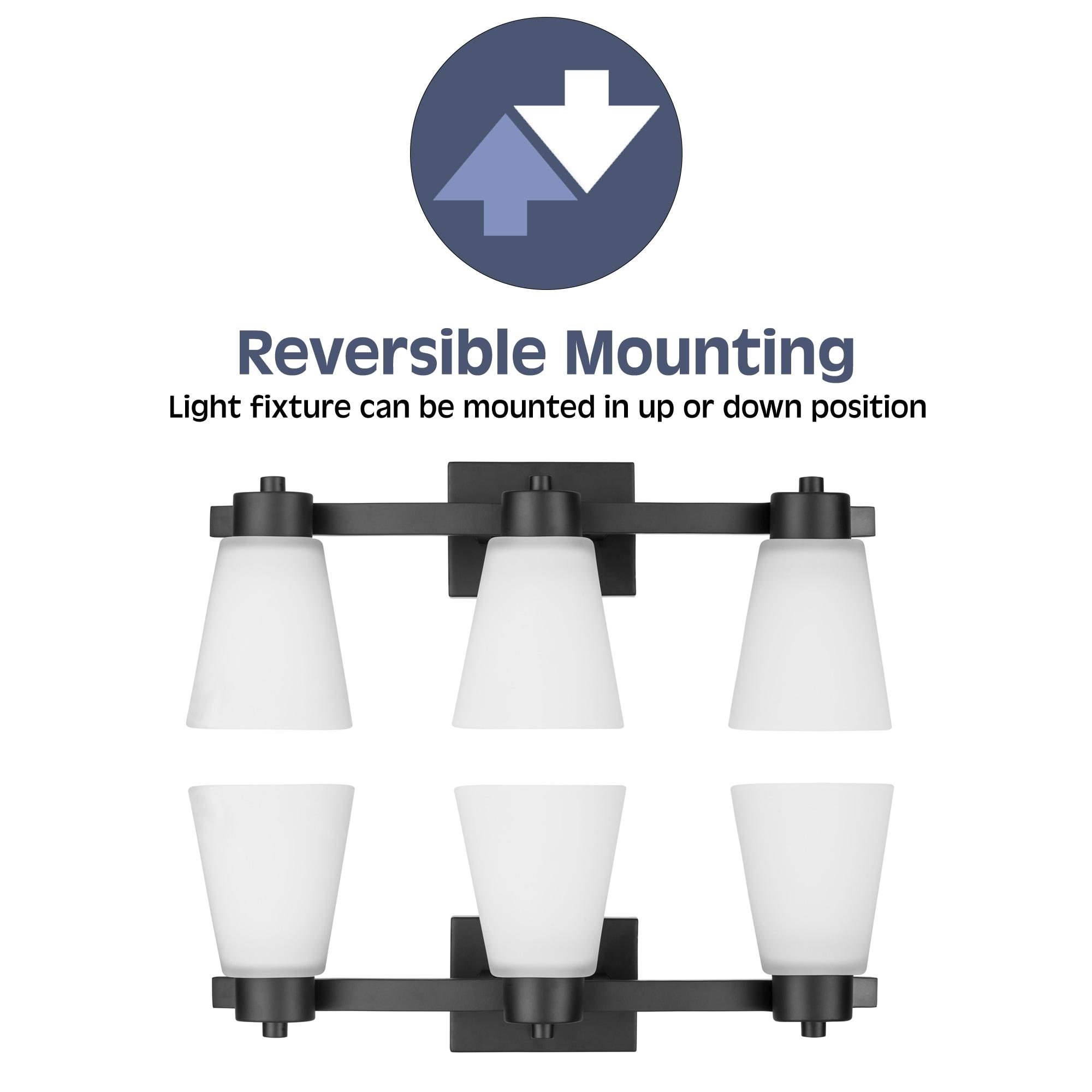 Prominence Home Fairendale 3-Light Matte Black Bathroom Vanity Light with Frosted Glass Shade