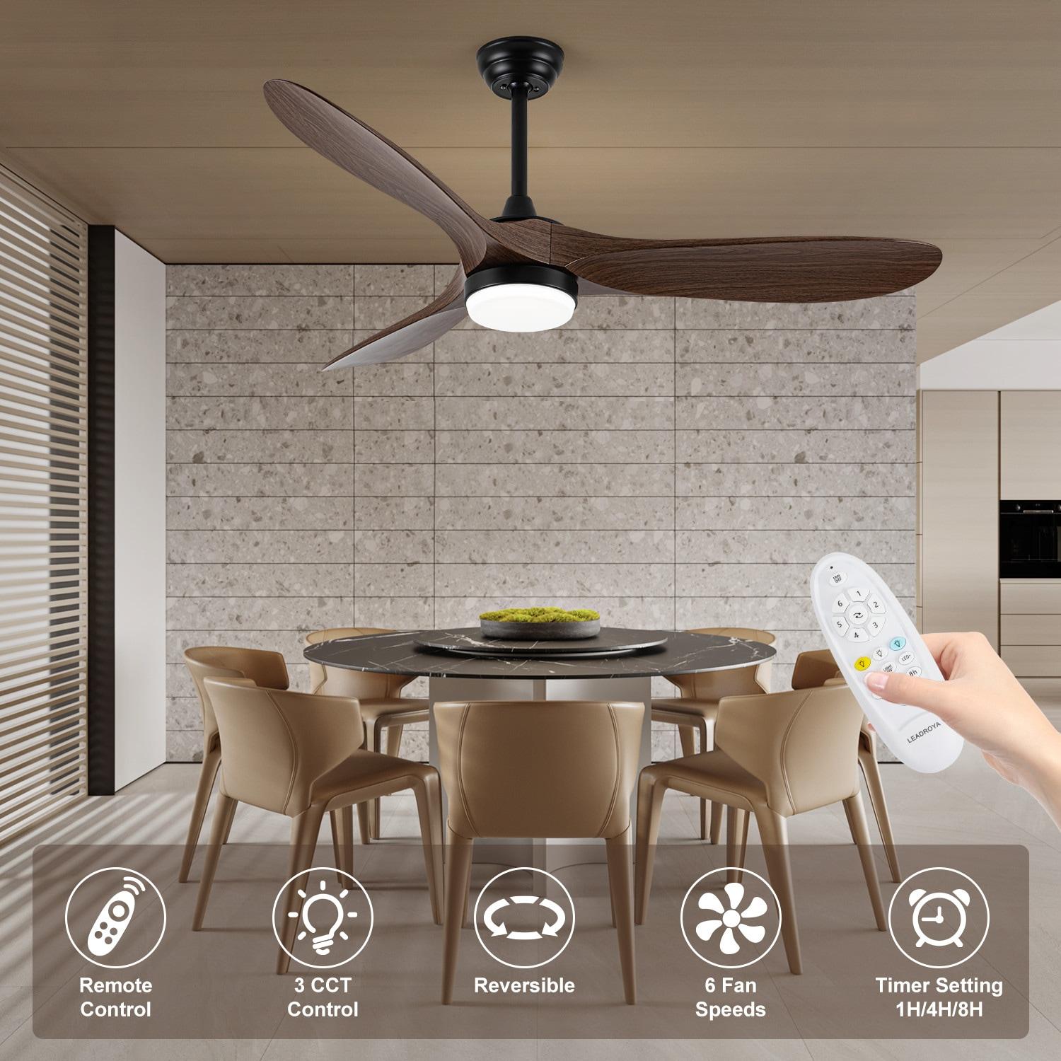 Simple Deluxe 44" Ceiling Fans with Lights and Remote, Outdoor Ceiling Fans for Patios with Light, Easy to Install Ceiling Fan with Reversible Motor and Wooden Blade for All Seasons