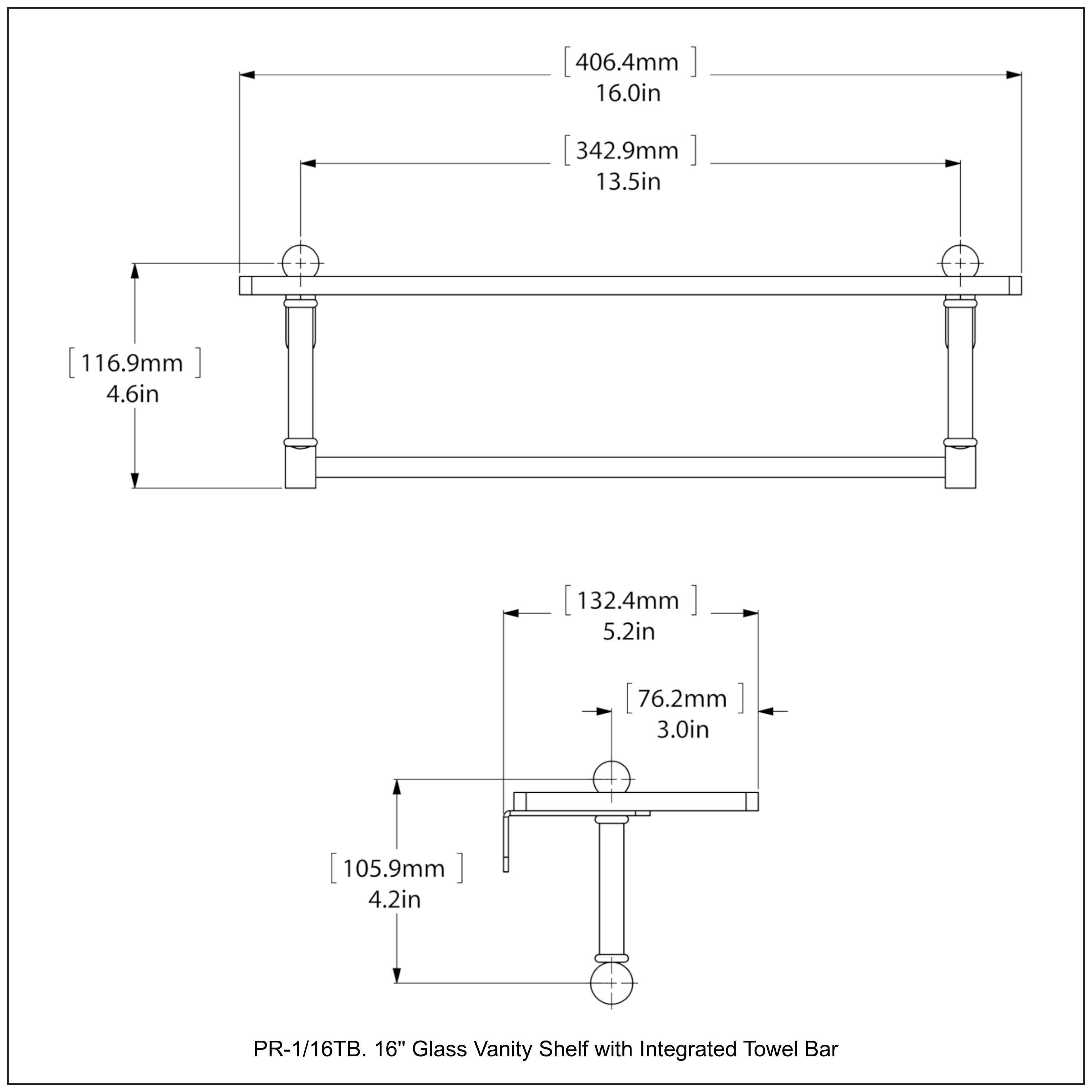 16-Inch Glass Wall Shelf with Oil Rubbed Bronze Towel Bar