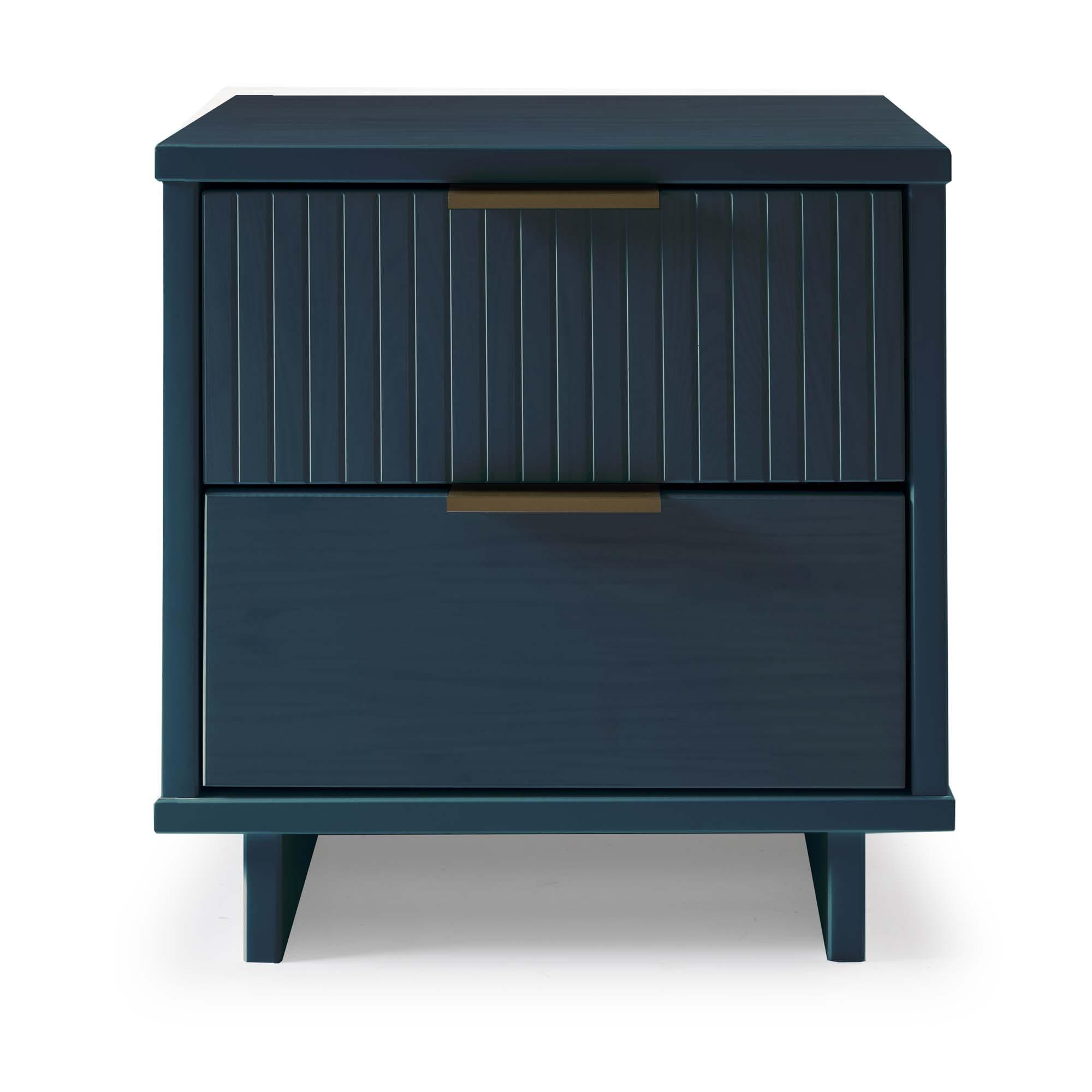 Granville Modern 2 Drawer Nightstand Midnight Blue - Manhattan Comfort: Soft Close, UV Finish, Metal Handles
