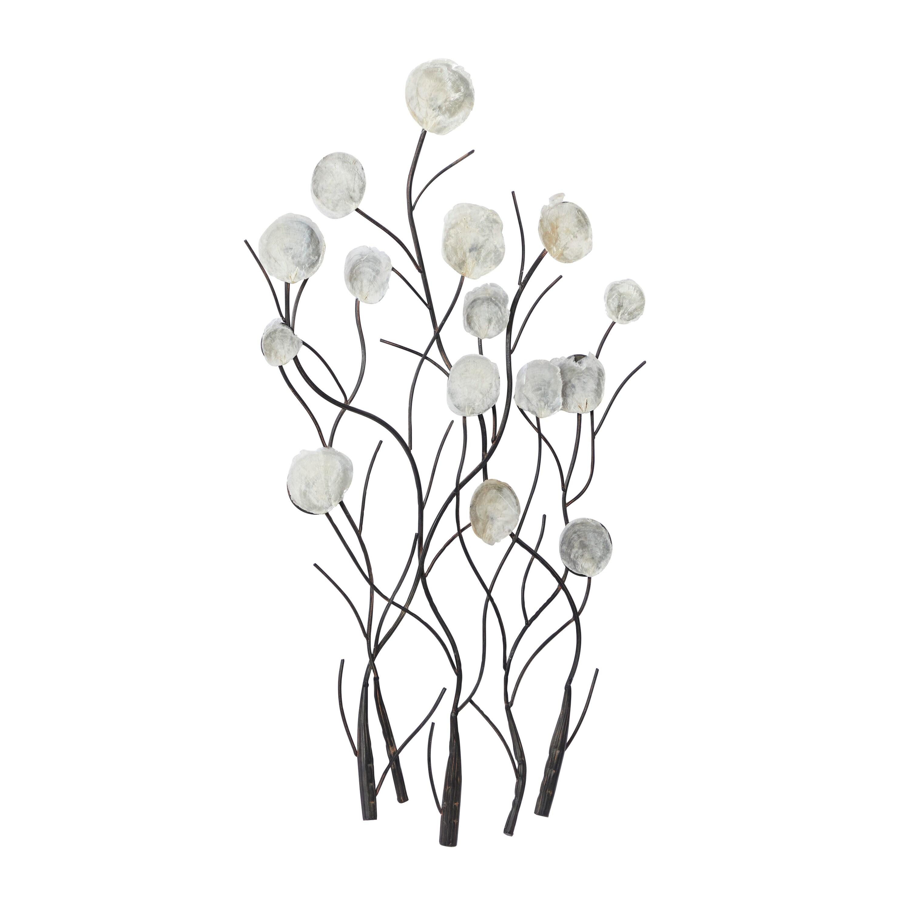 Metal Floral Wall Decor with Capiz Accents White - Olivia & May