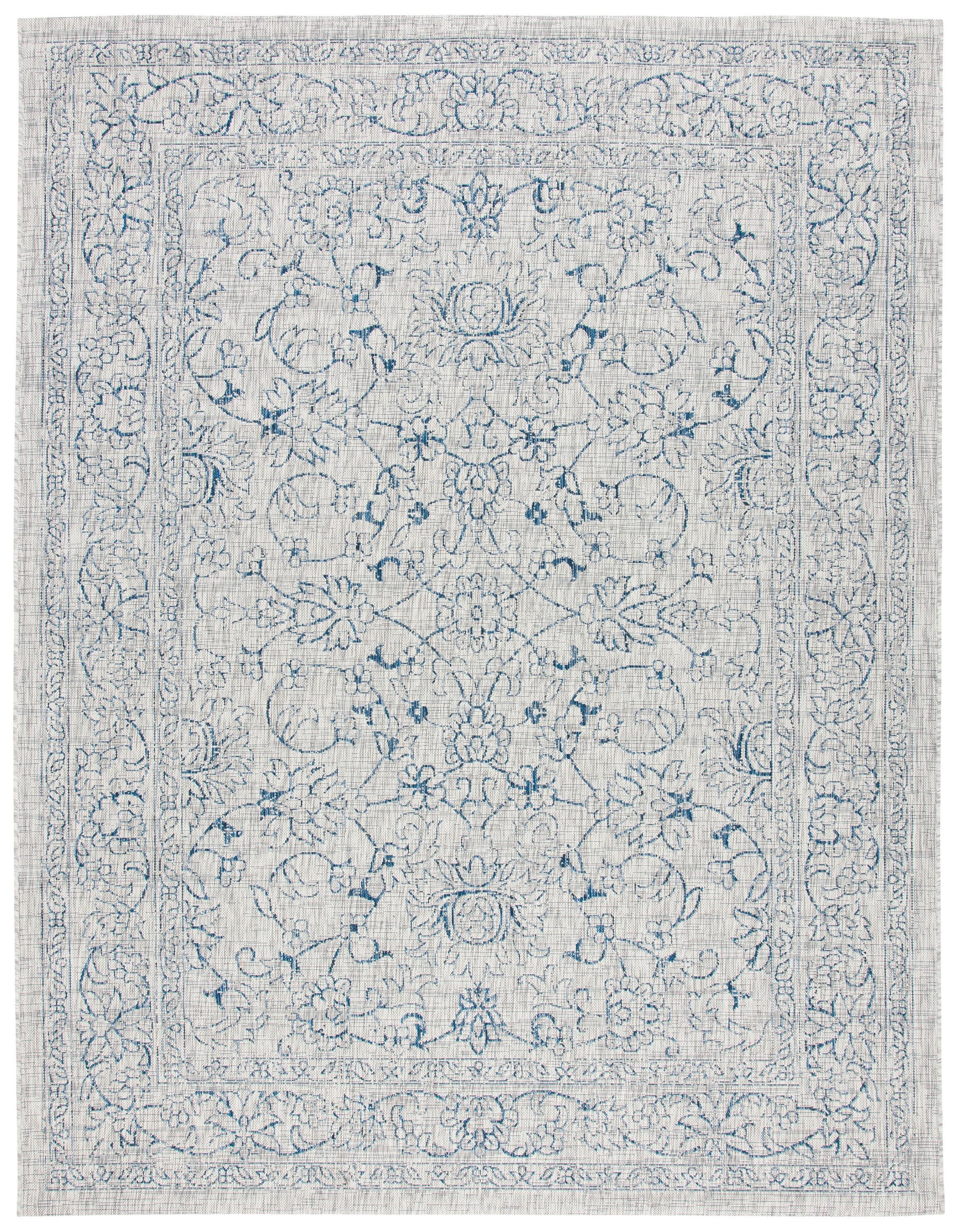 Courtyard CY8680 Power Loomed Indoor and Outdoor Area Rug - Grey/Navy - 8'x11' - Safavieh