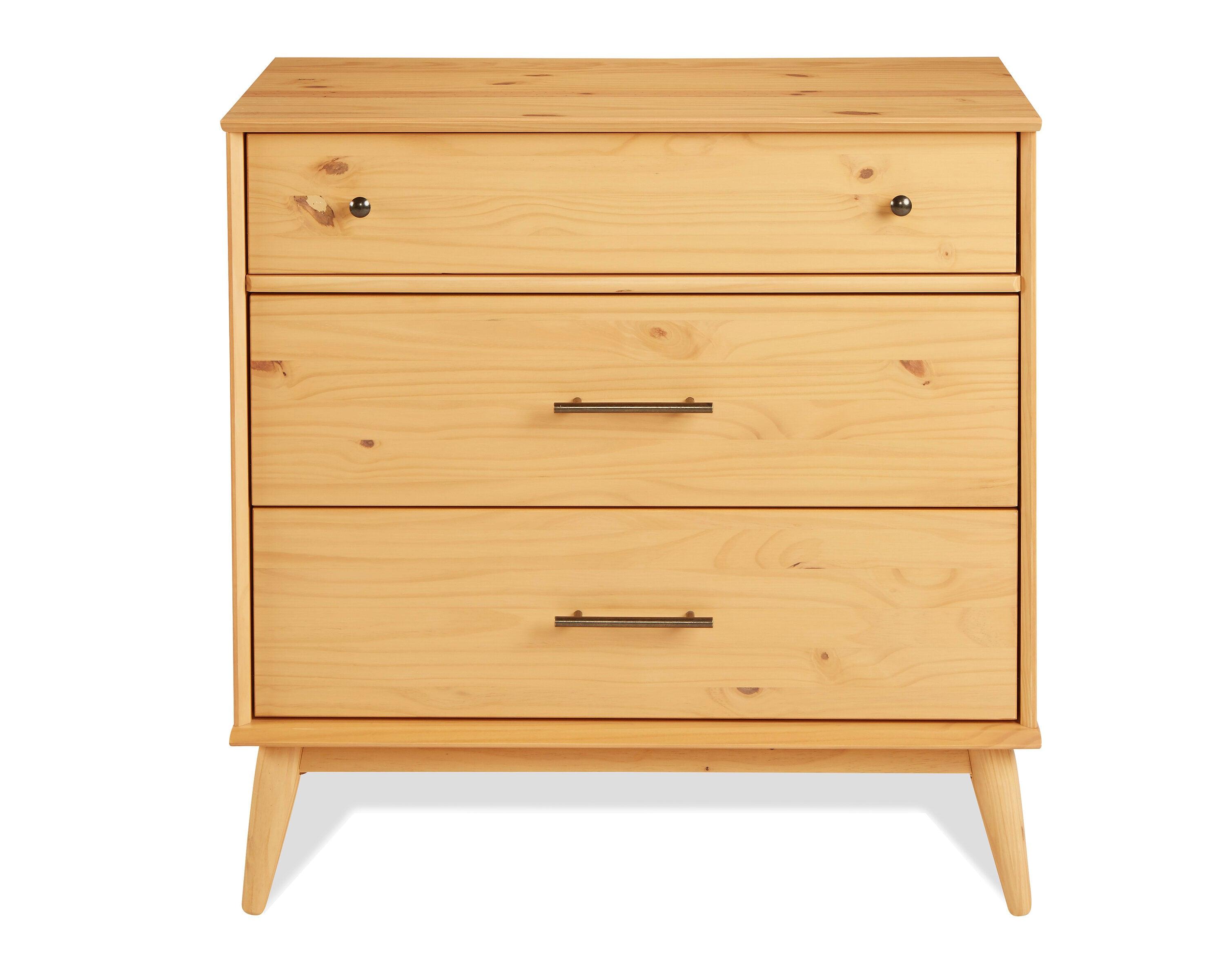 Mid Century Three Drawer Dresser - Scandinavian Oak Finish