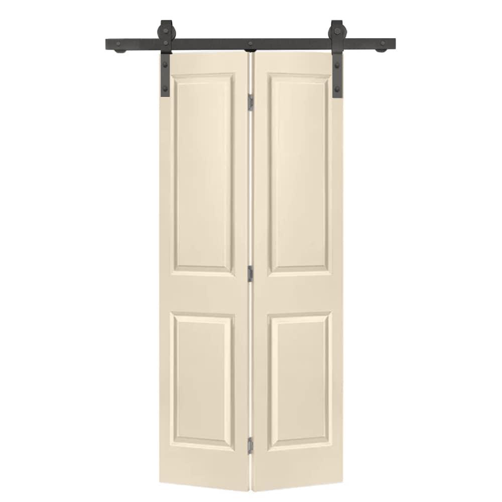 Calhome Paneled MDF Composite Bifold Barn Door with Installation Hardware Kit
