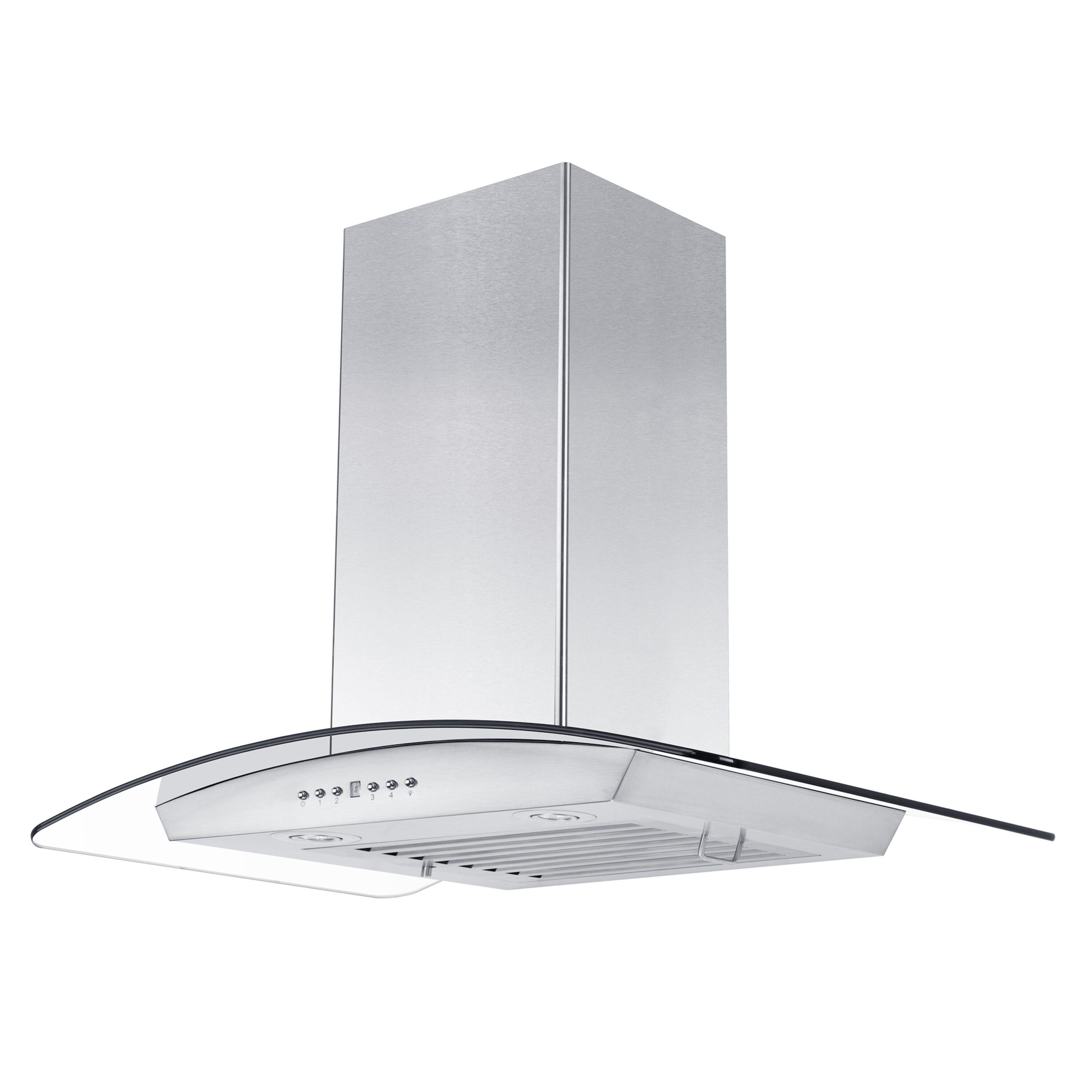 ZLINE 36 in. Convertible Vent Wall Mount Range Hood in Stainless Steel & Glass (KZ-36)
