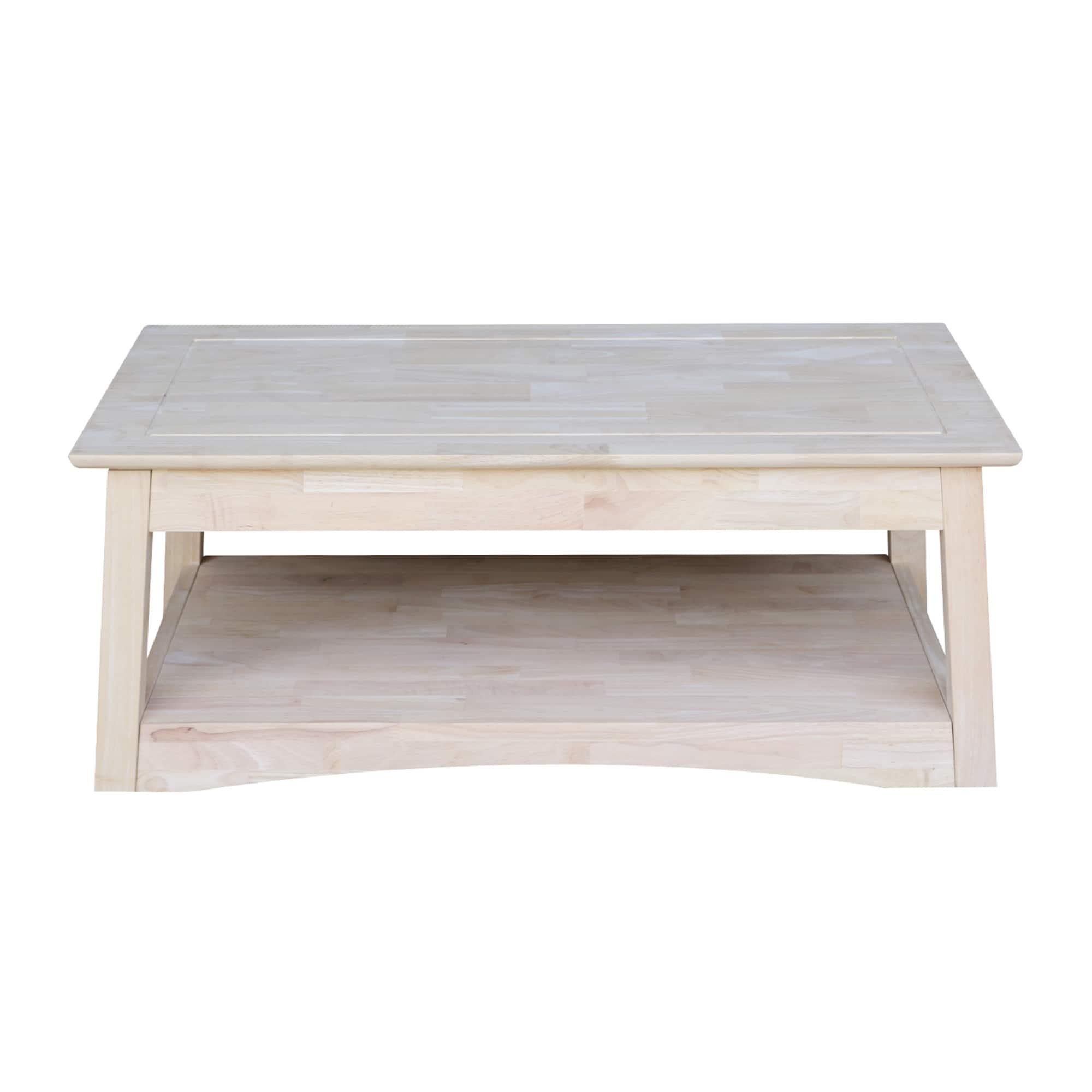 International Concepts Unfinished Bombay Coffee Table with Lift Top