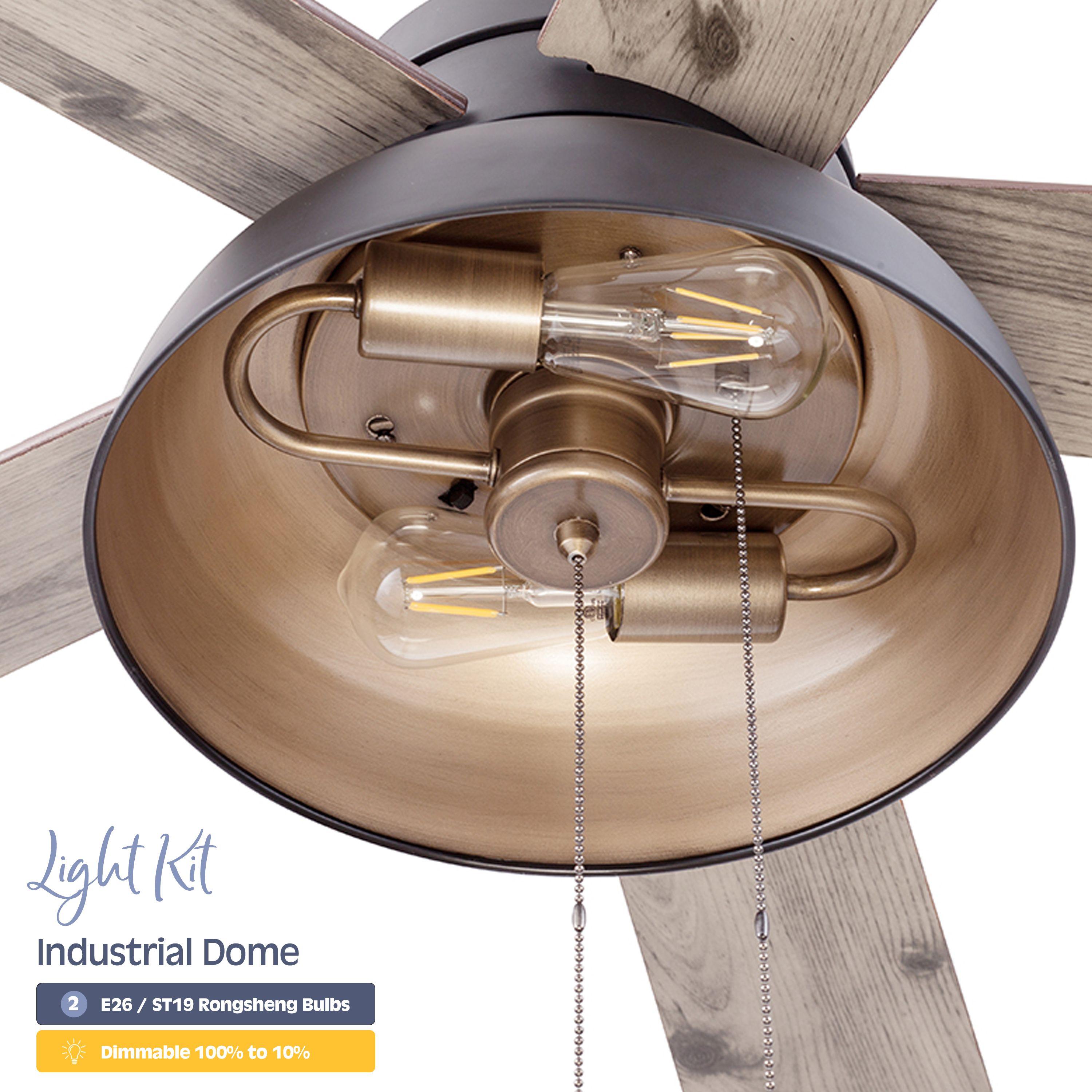 Prominence Home 51659-45 Brightondale 52 in. Industrial Style Indoor Outdoor LED Ceiling Fan with Light - Matte Black