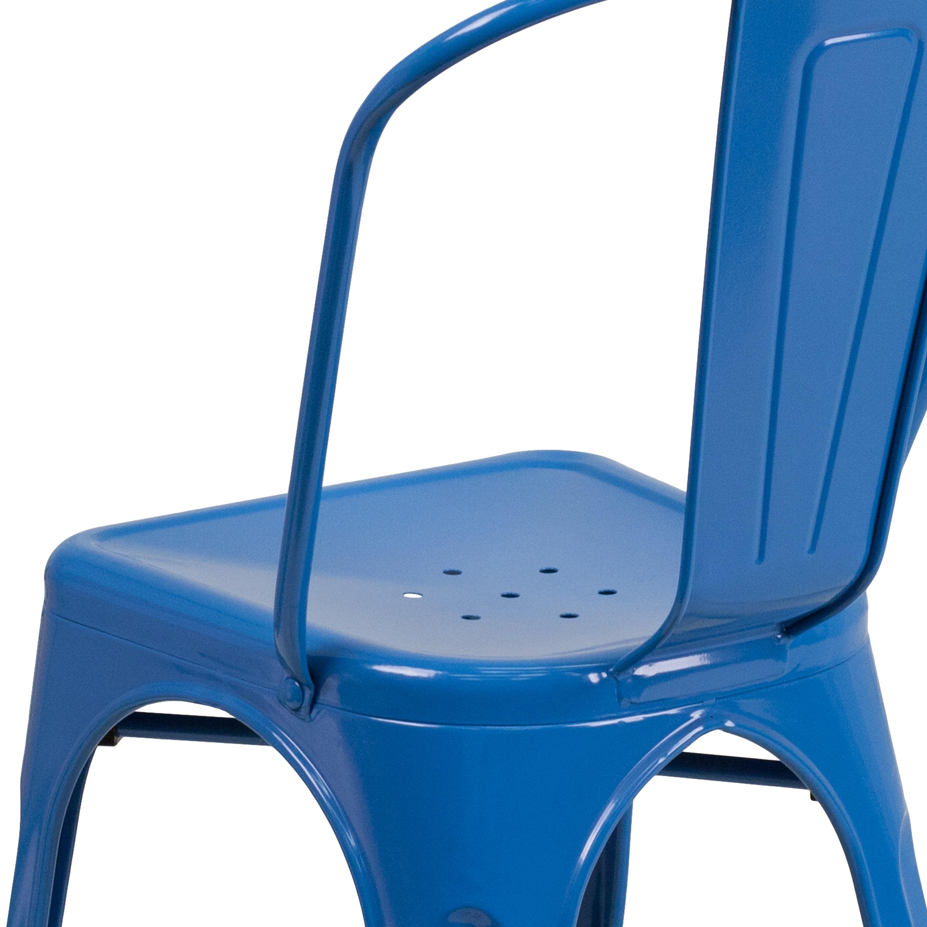 Flash Furniture Commercial Grade Blue Metal Indoor-Outdoor Stackable Chair