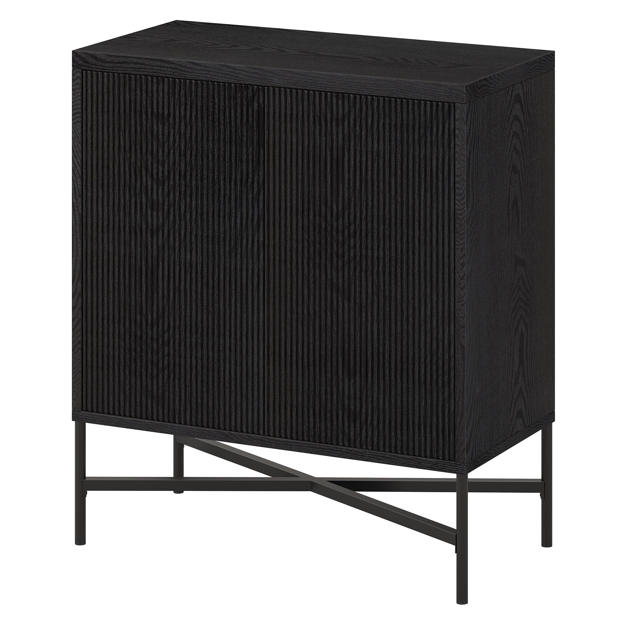 Evelyn&Zoe Brighton 28" Wide Rectangular Accent Cabinet, Black Grain