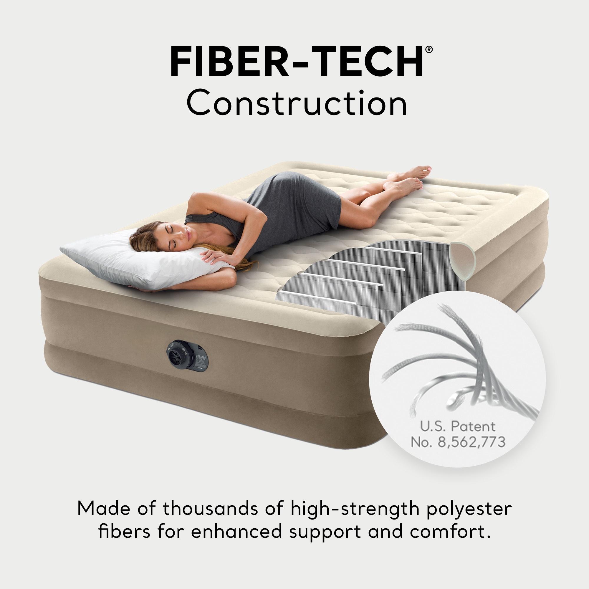 Intex Intex Ultra Plush Fiber Tech Airbed Mattress with Built in Pump