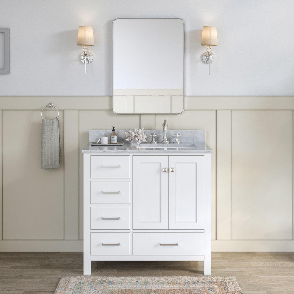 Ariel A037s-R-Bc Cambridge 36" Single Free Standing Wood Vanity Cabinet Only - White