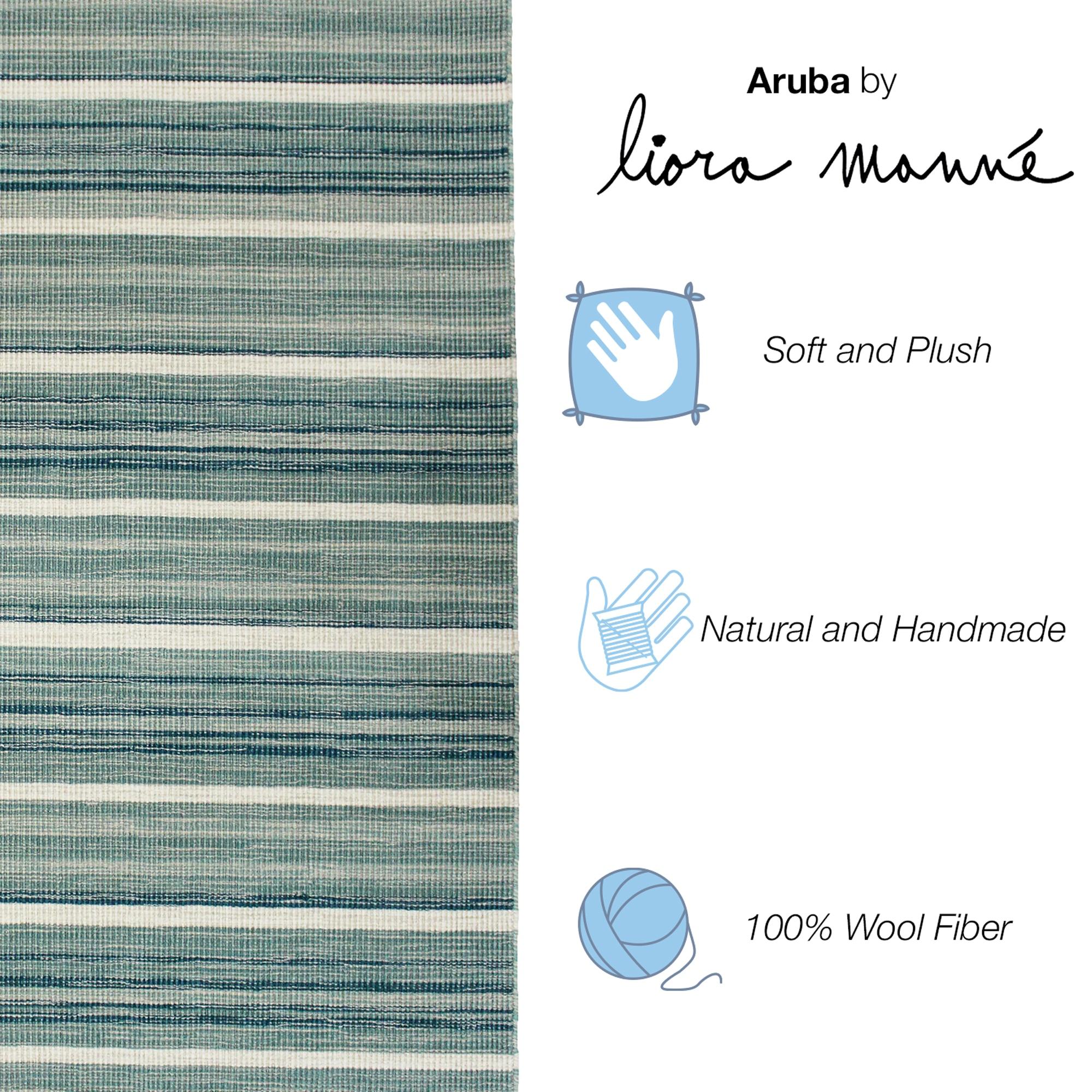Satsuma Striped Handmade Hand-Loomed Wool Aqua Area Rug