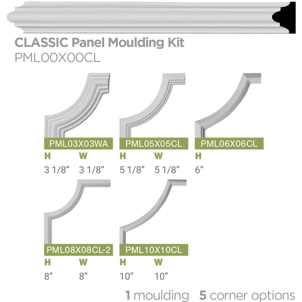 7/8"H x 1/2"P x 94 1/2"L Classic Panel Moulding