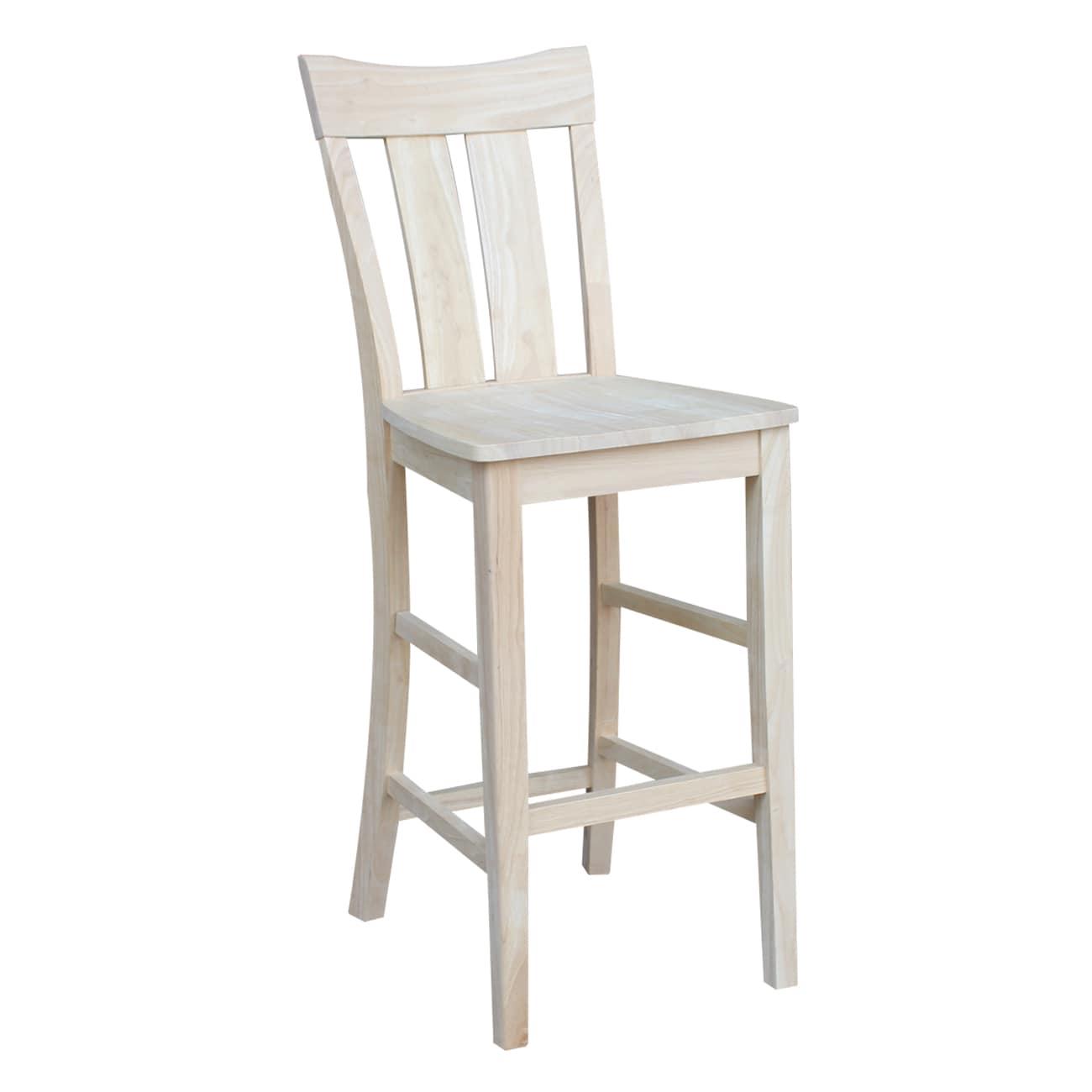 International Concepts Wood Ava Slat Back Bar Height Stool - 29.92" Seat Height - Unfinished