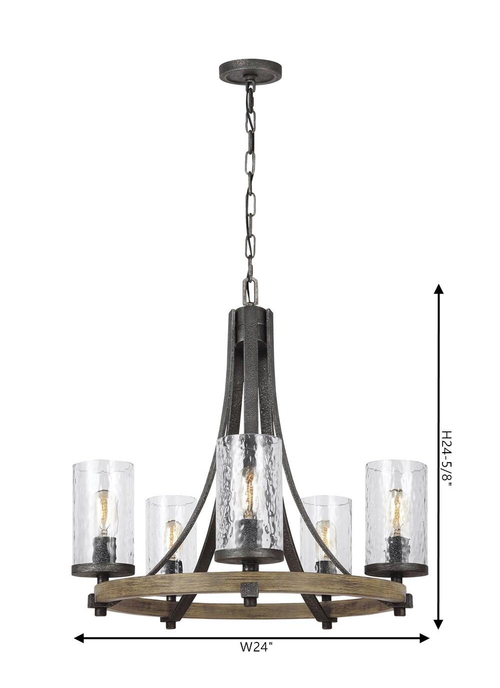 Steffens Iron & Textured Glass Chandelier (24"-48")
