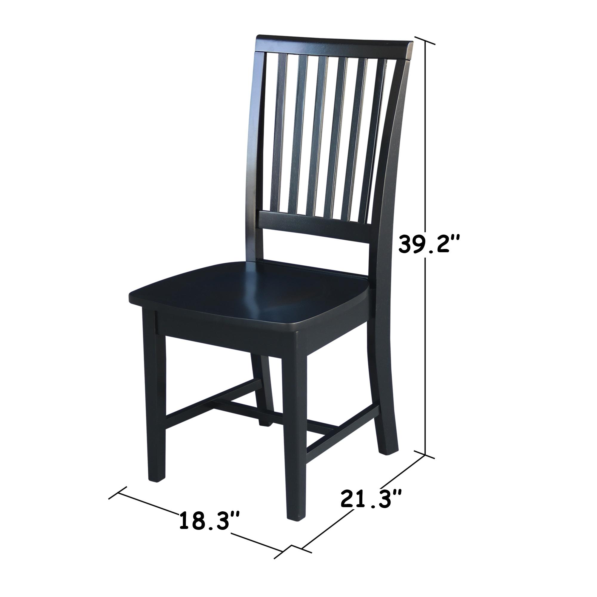 Set of 2 Mission Side Chair Black - International Concepts: Solid Wood, Slat Back, Armless