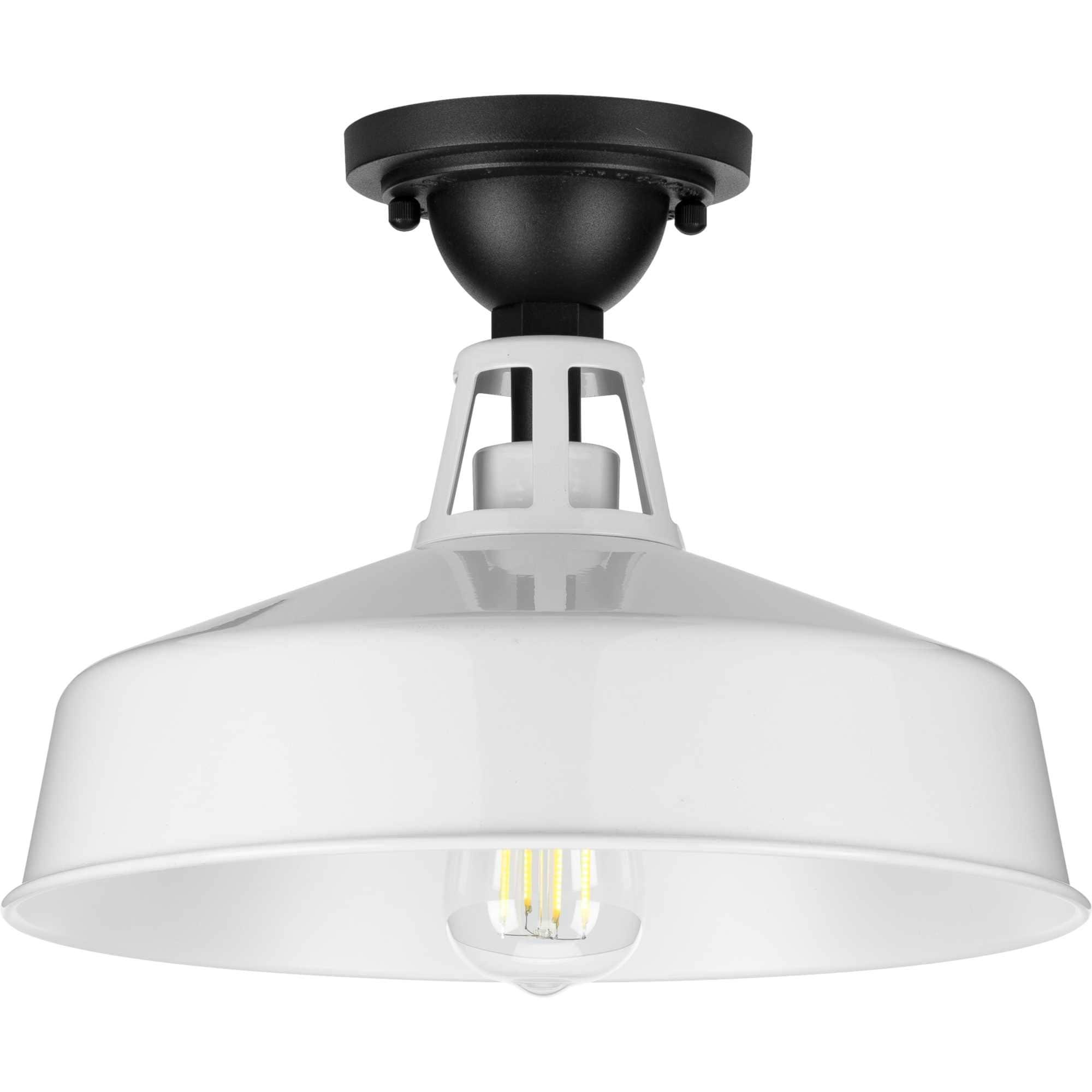 Progress Lighting Cedar Springs 1-Light Ceiling Light, White, Aluminum, Industrial-Style Shade