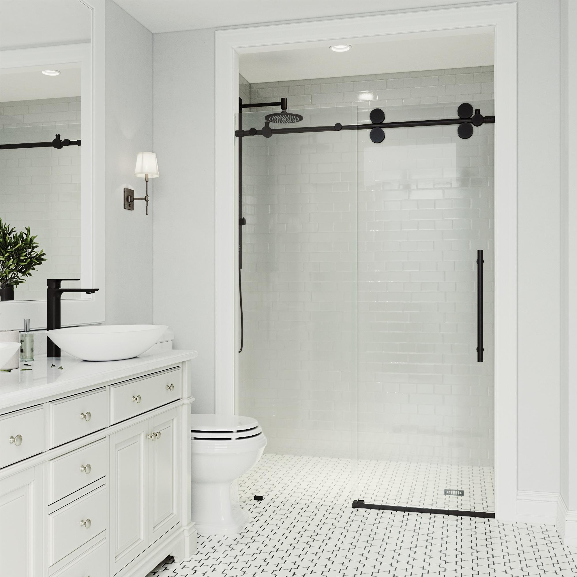Elan 56-60" W x 74" H Sliding Frameless Shower Door with 3/8" Clear Glass