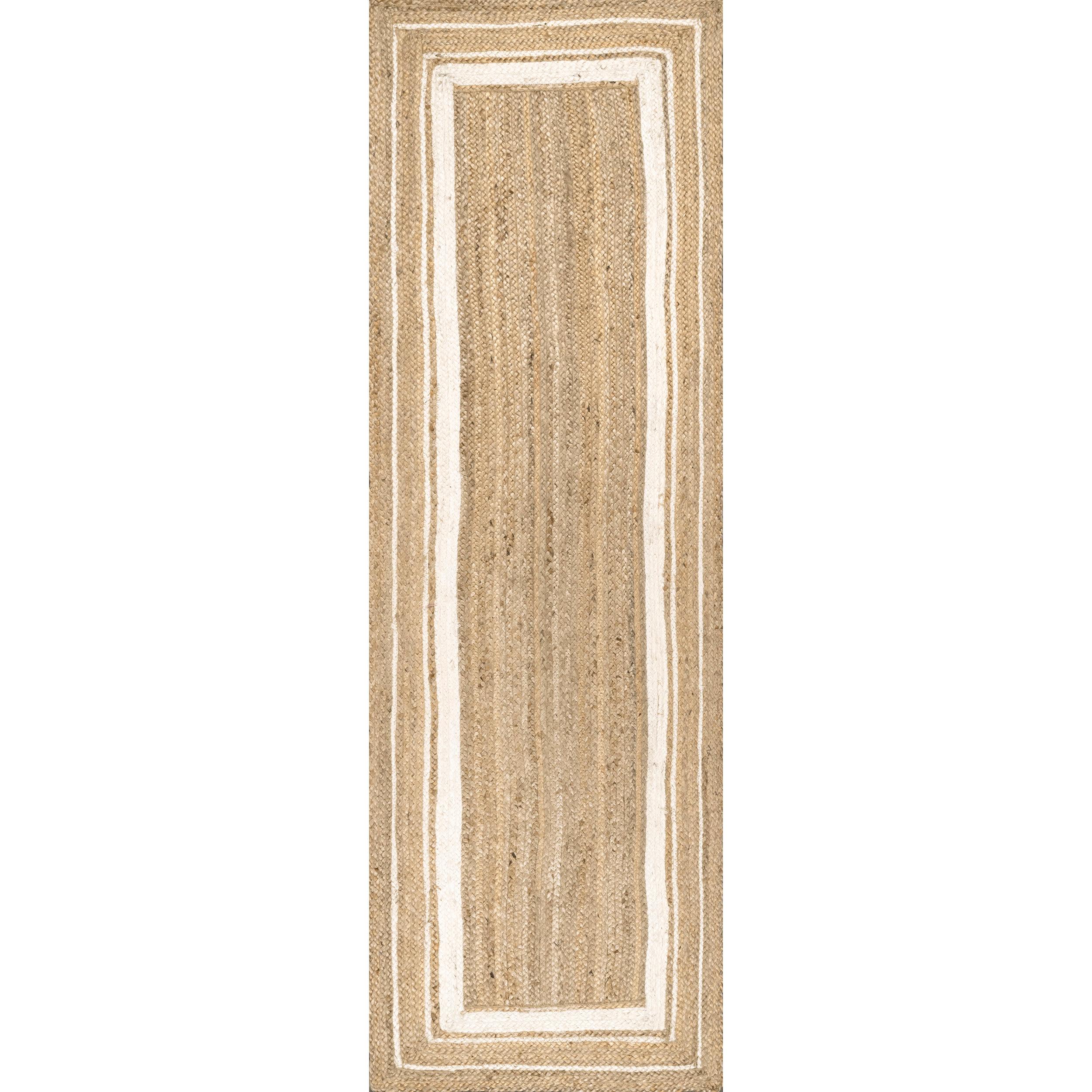 nuLOOM Rikki Coastal Braided Jute Area Rug, Runner 2' 6" x 10', Off White