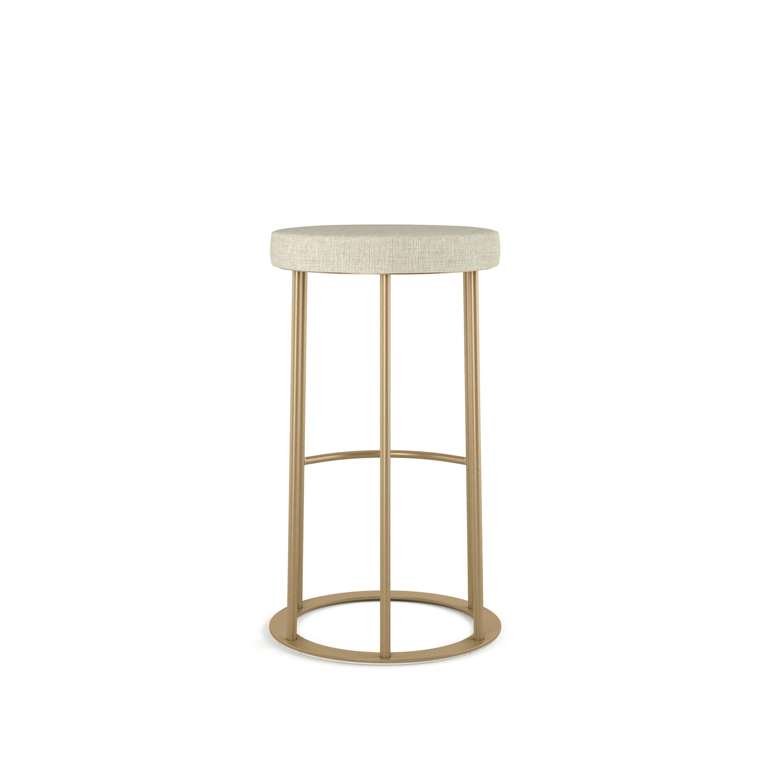 Amisco Iris 30 In. Bar Stool - Light Beige PVC / Golden Metal