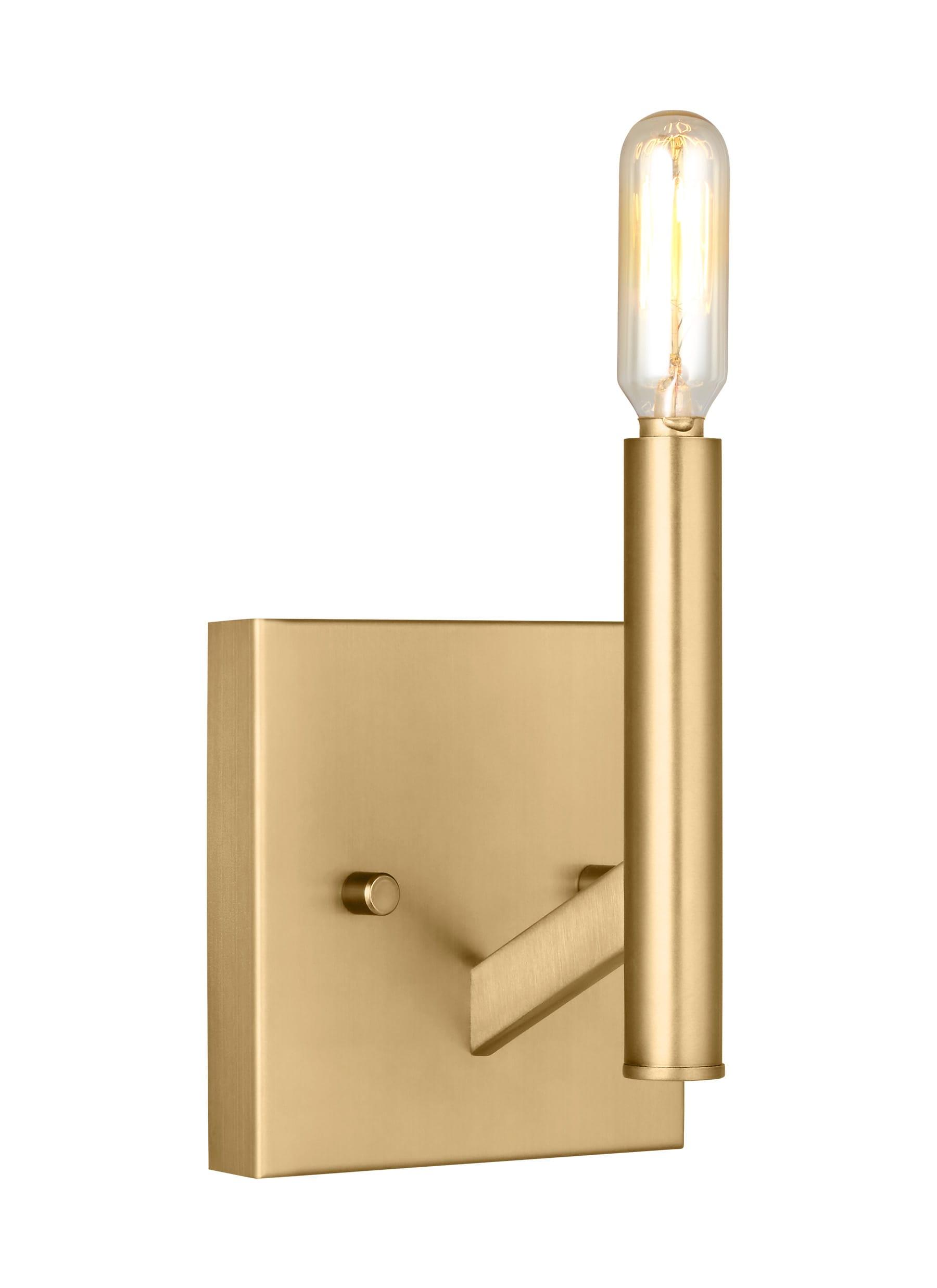 Sleek Satin Brass Outdoor Wall Sconce with Dimmable Light