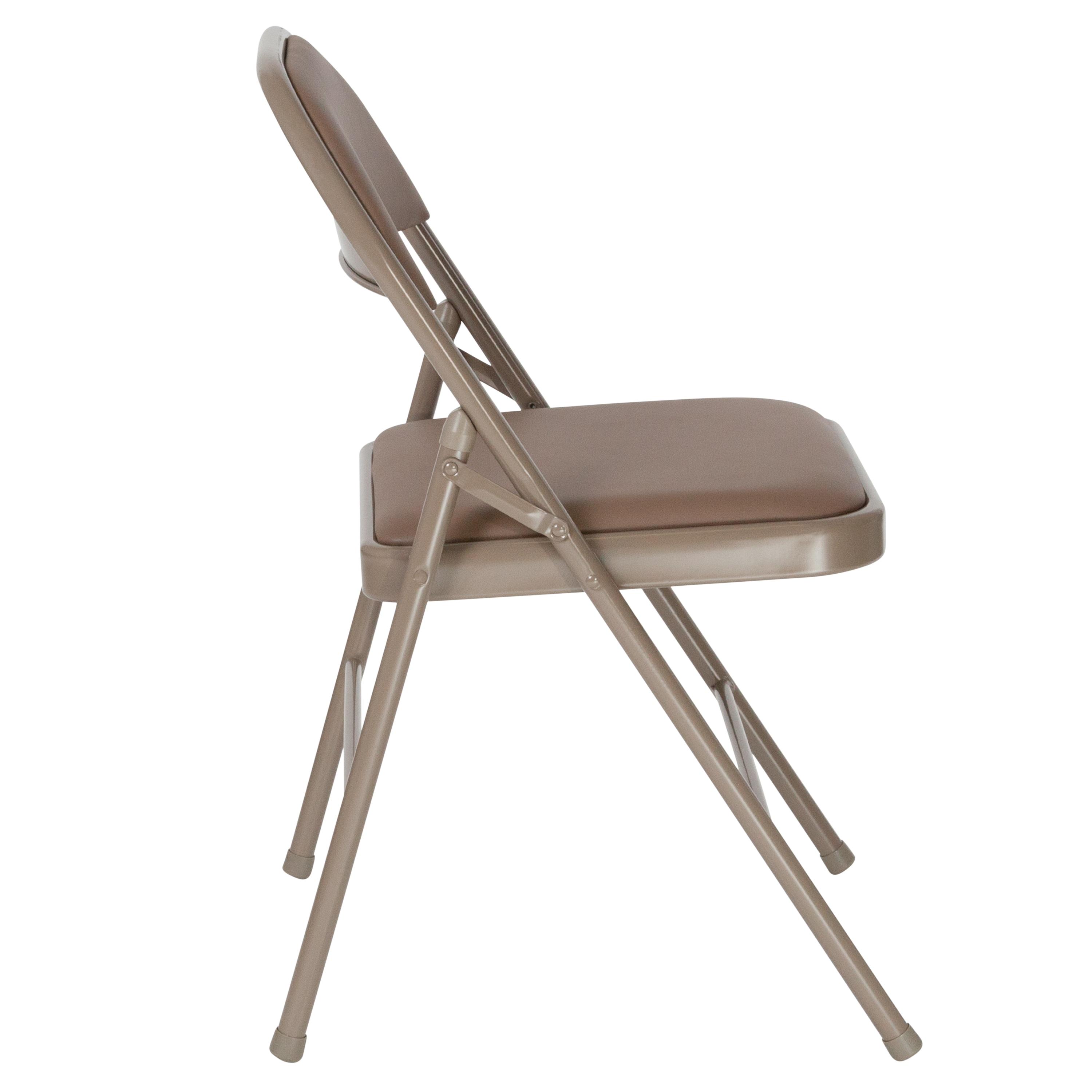 Flash Furniture 4 Pack HERCULES Series Double Braced Beige Vinyl Folding Chair