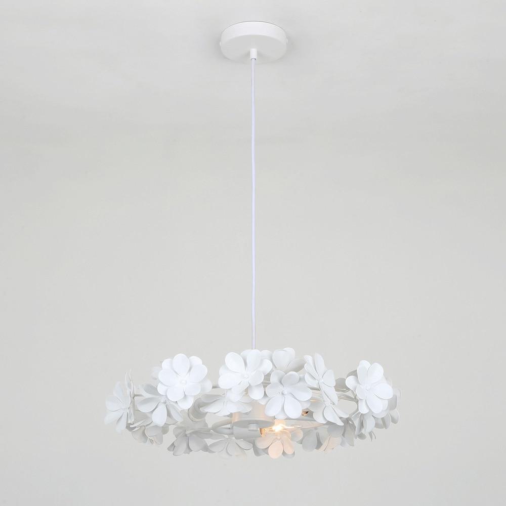 Cassia White Floral Drum 3-Light Chandelier