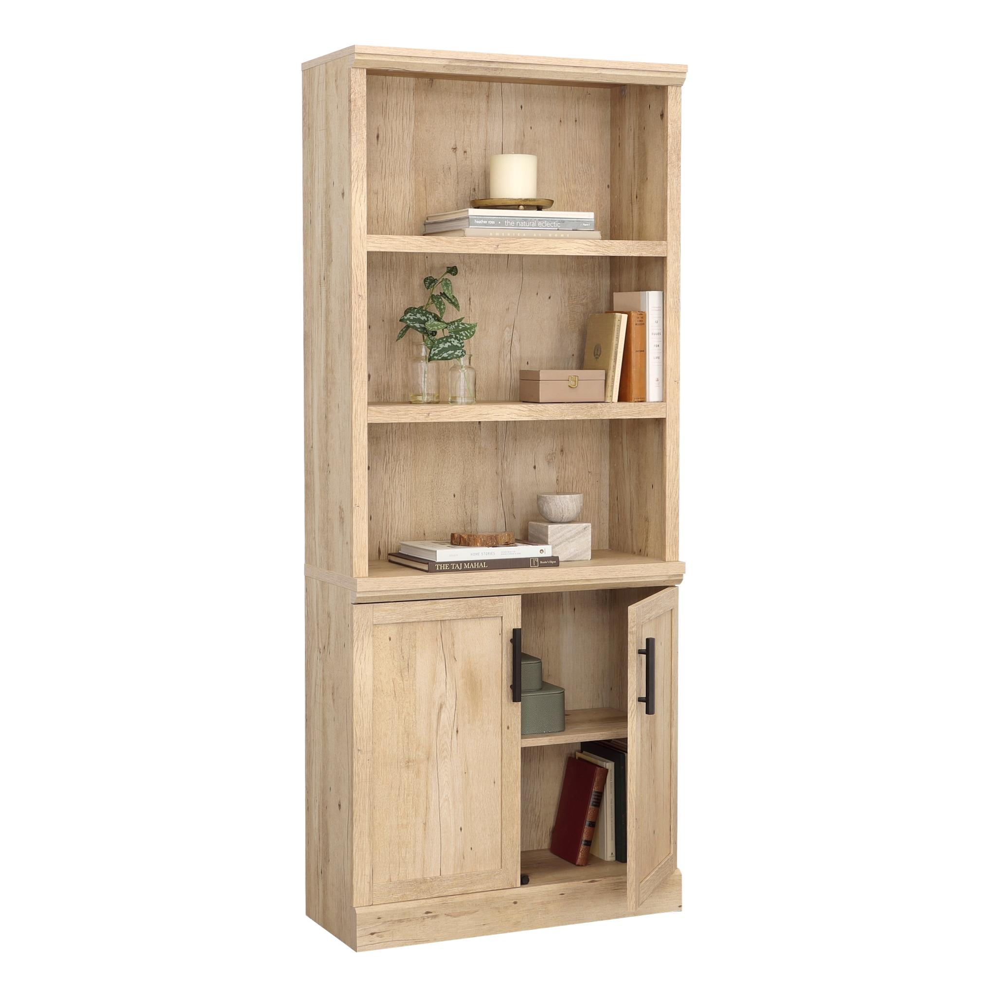 Sauder 70.866" Aspen Post Library Bookcase Prime Oak: Laminated Adjustable Shelves, MDF Frame, Metal Hardware