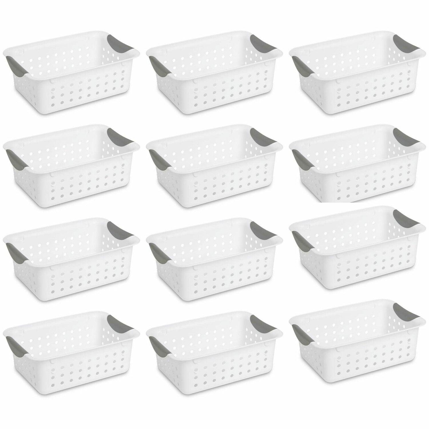 Sterilite Small Ultra Basket, Storage Bin to Organize Closets, Cabinets, Pantry, Shelving and Countertop Space, White, 12-Pack