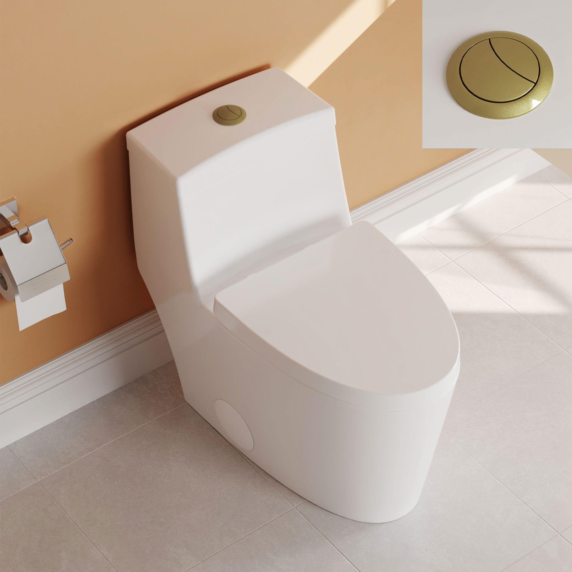 DeerValley Prism Dual-Flush Elongated One-Piece Toilet with Glazed Surface Lower Water Tank for Space Saving (Seat Included)