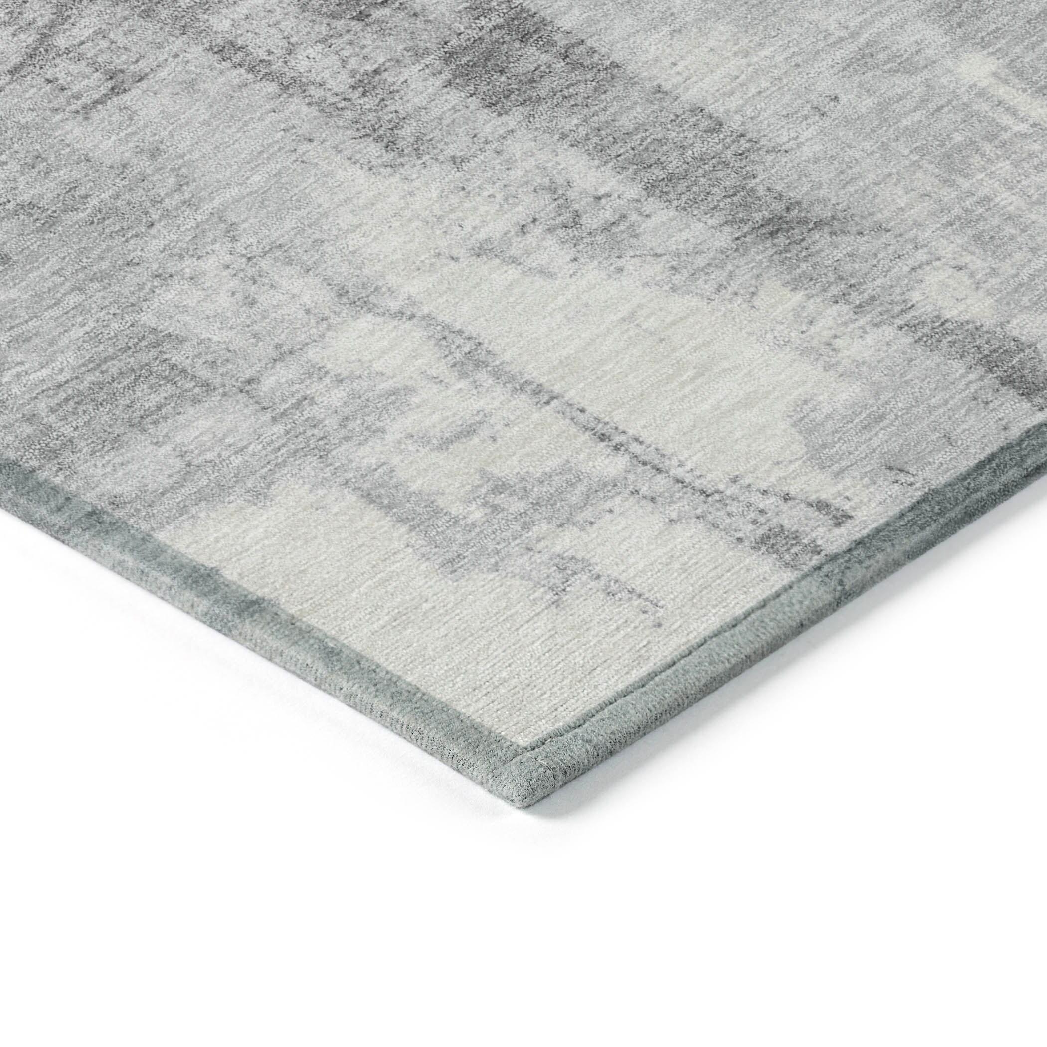 Machine Washable Indoor/Outdoor Cinead ACN1714 Gray Rug