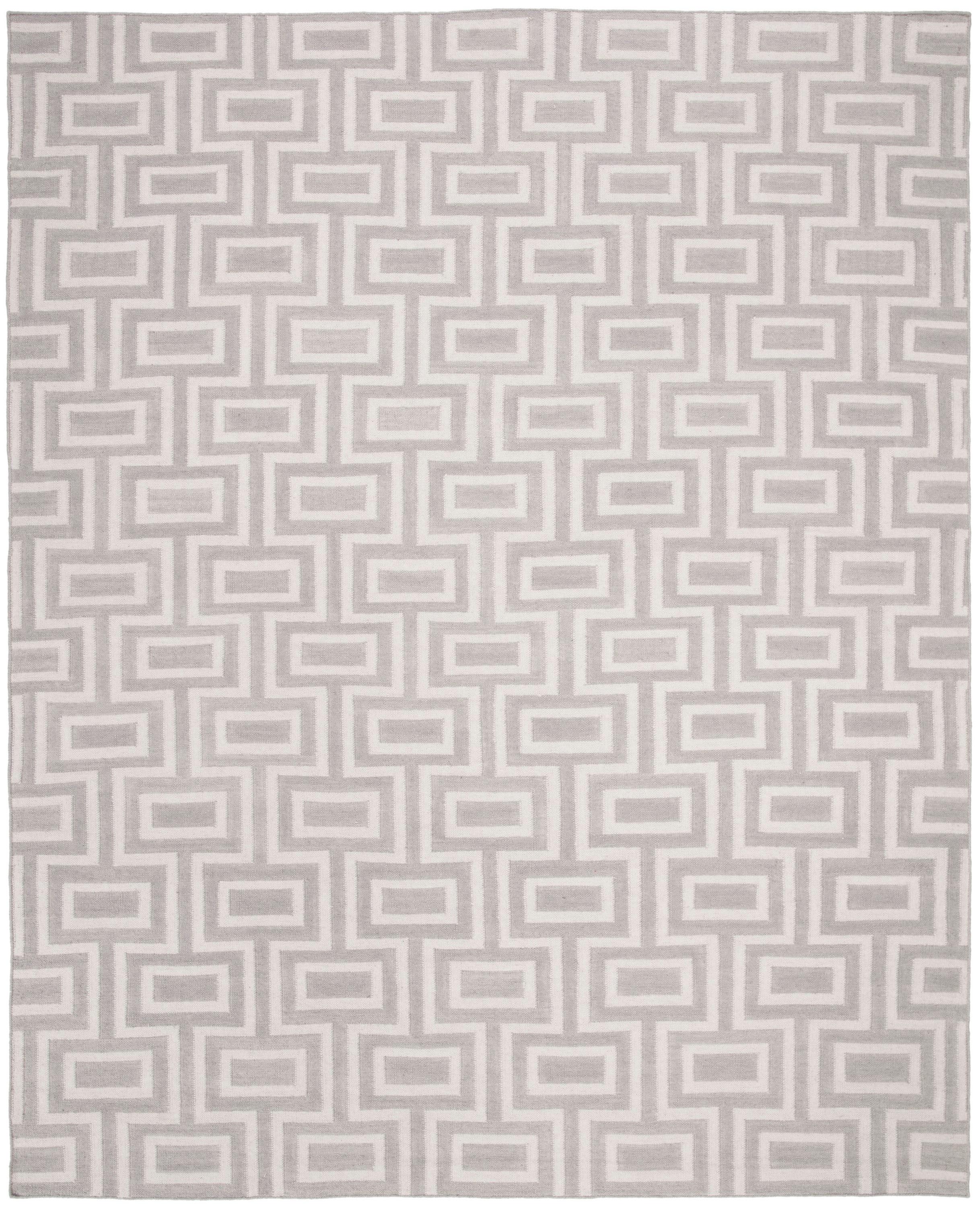 SAFAVIEH Dhurrie Abigail Geometric Moroccan Wool Area Rug, Grey/Ivory, 8' x 10'
