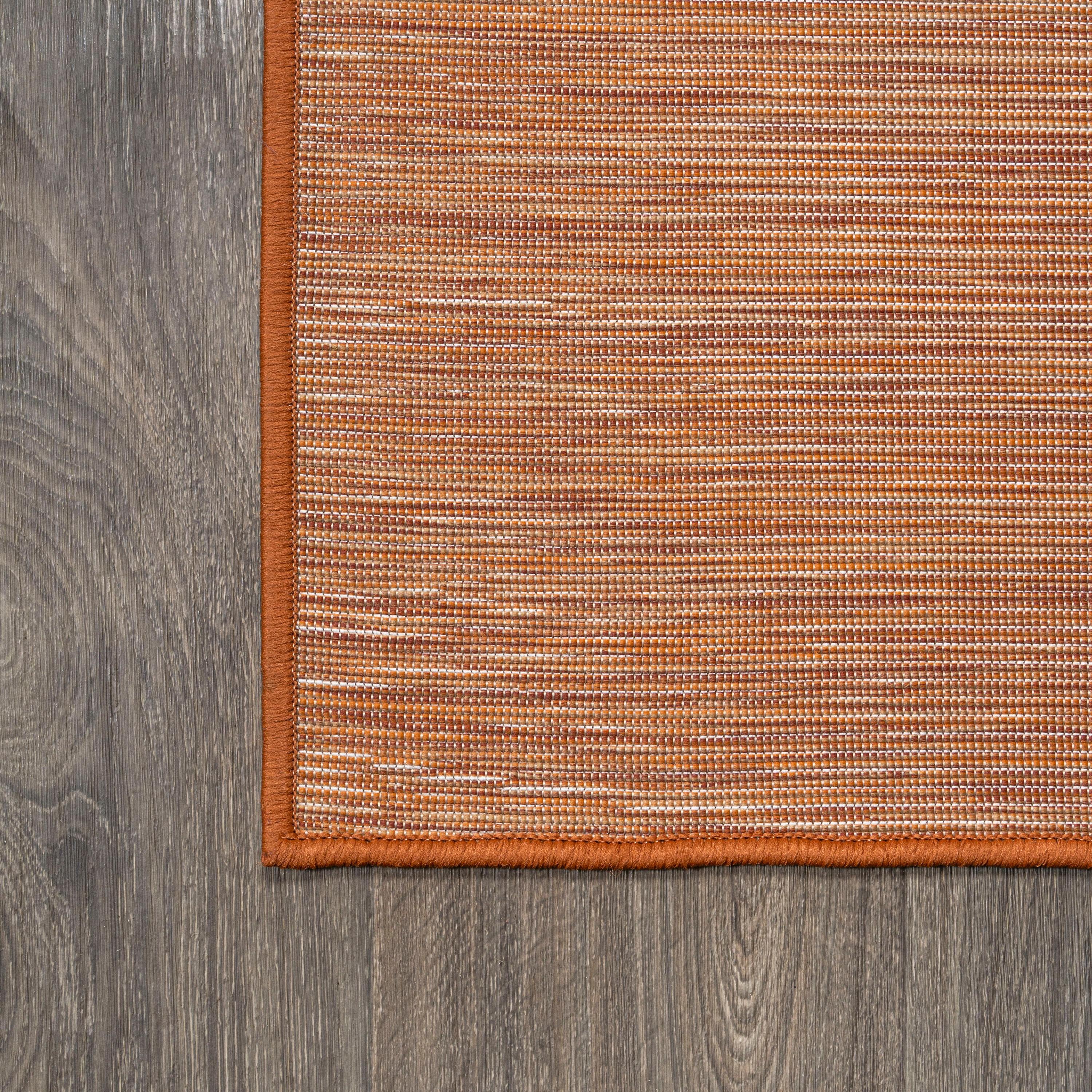 4'x6' Ethan Modern Flatweave Solid  Area Rug, Orange - JONATHAN Y