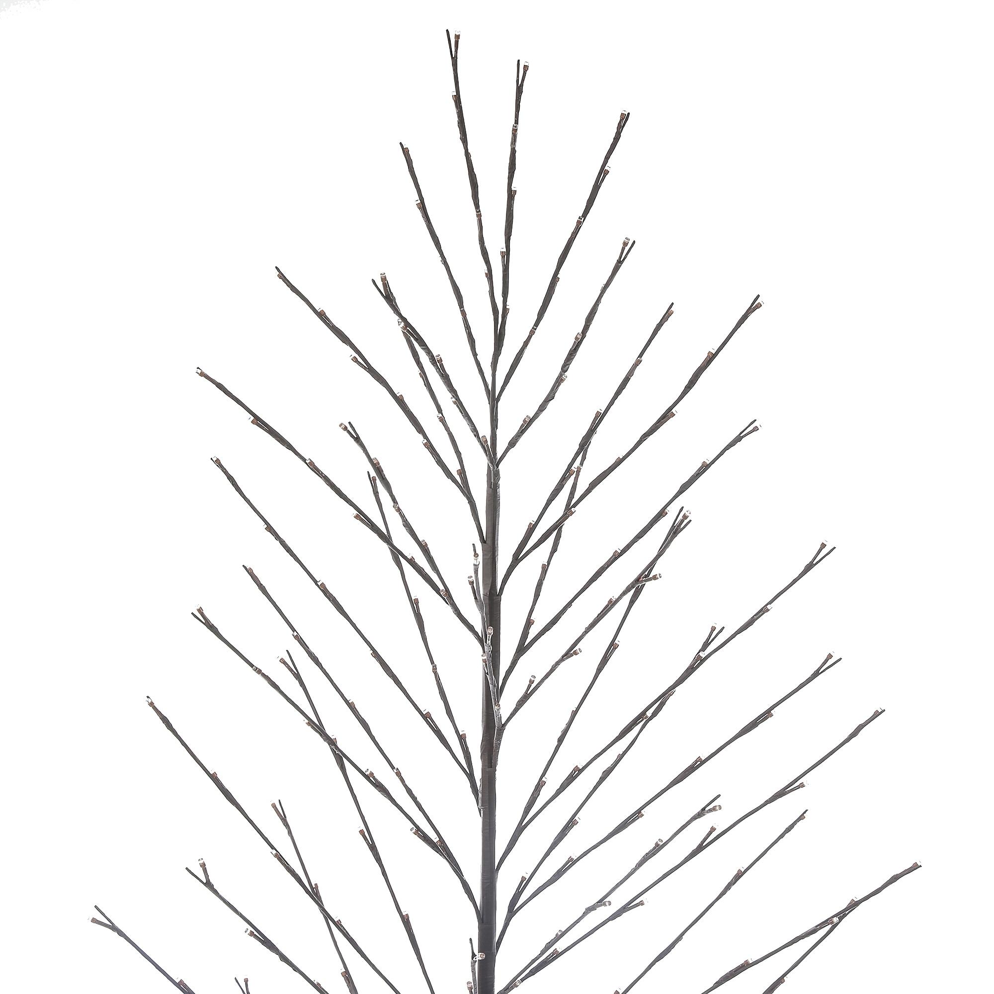LuxenHome Lighted LED 5.9Ft Brown Birch Twig Tree Decoration, Artificial Birch Tree with Metal Base