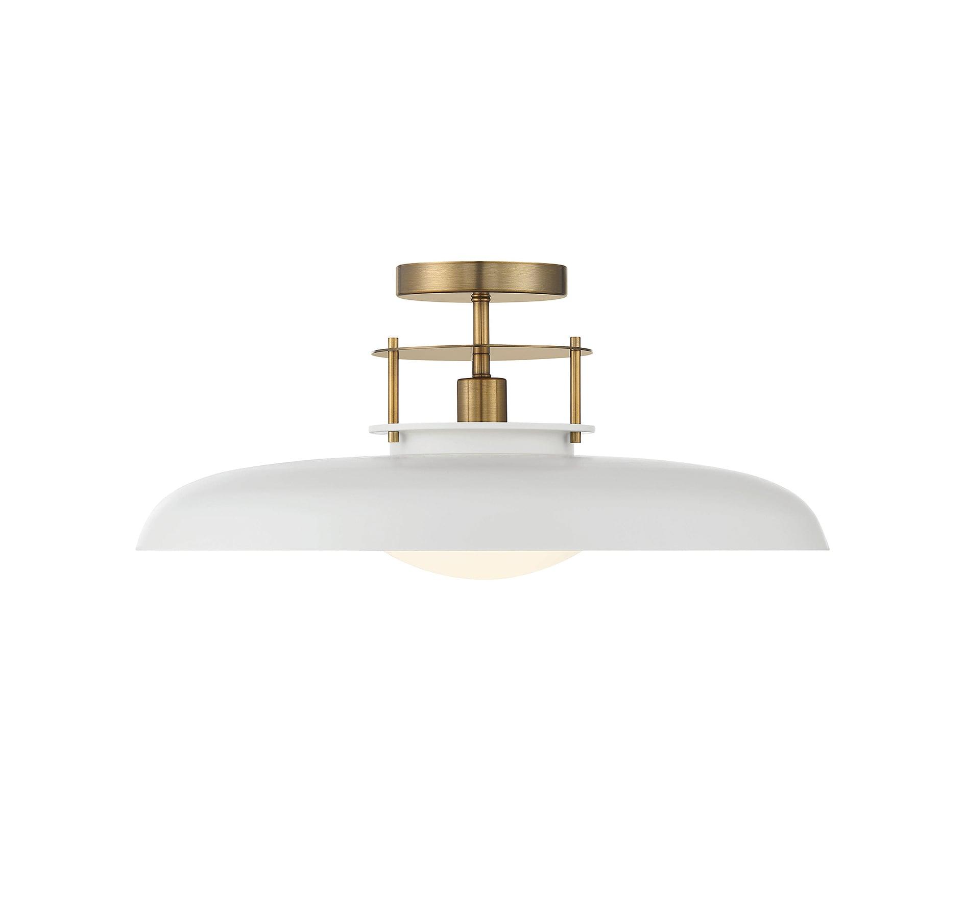 1 Light Semi-Flush Mount in Vintage Style-9 inches Tall and 20 inches Wide-White/Warm Brass Finish Bailey Street Home 159-Bel-4636206