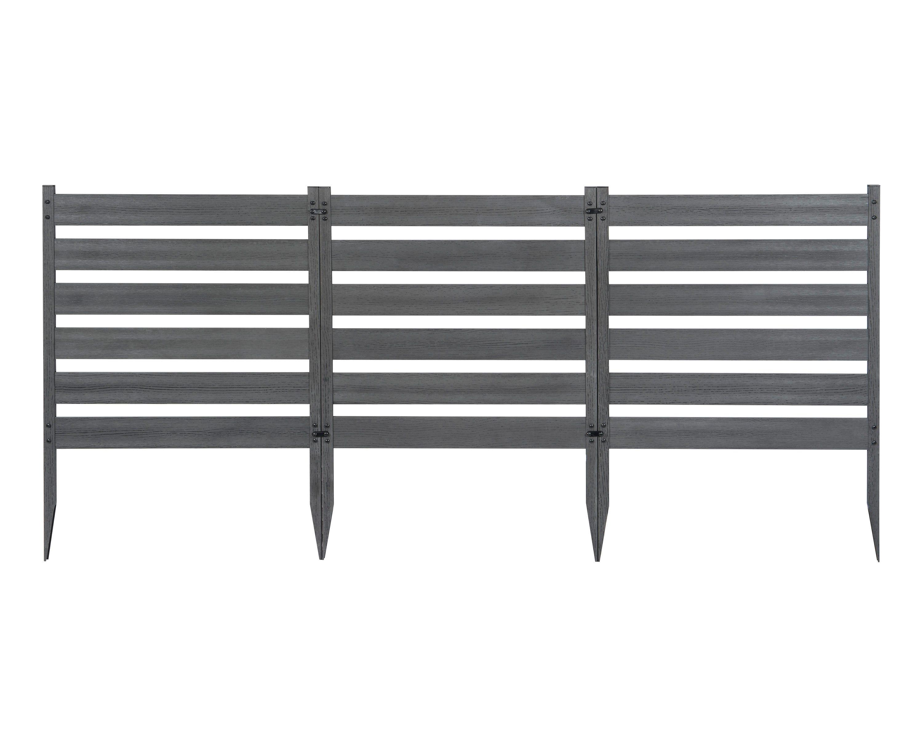 Zippity Outdoor Products 26in H x 24in W (3 Panels) No Dig Zippity Maui Fence Kit, Charcoal Color WoodTek Vinyl Fence Panel, Temporary Outdoor Border for Garden, Easy Install DIY Fence for Backyard, Patio, & Deck, ZP19066
