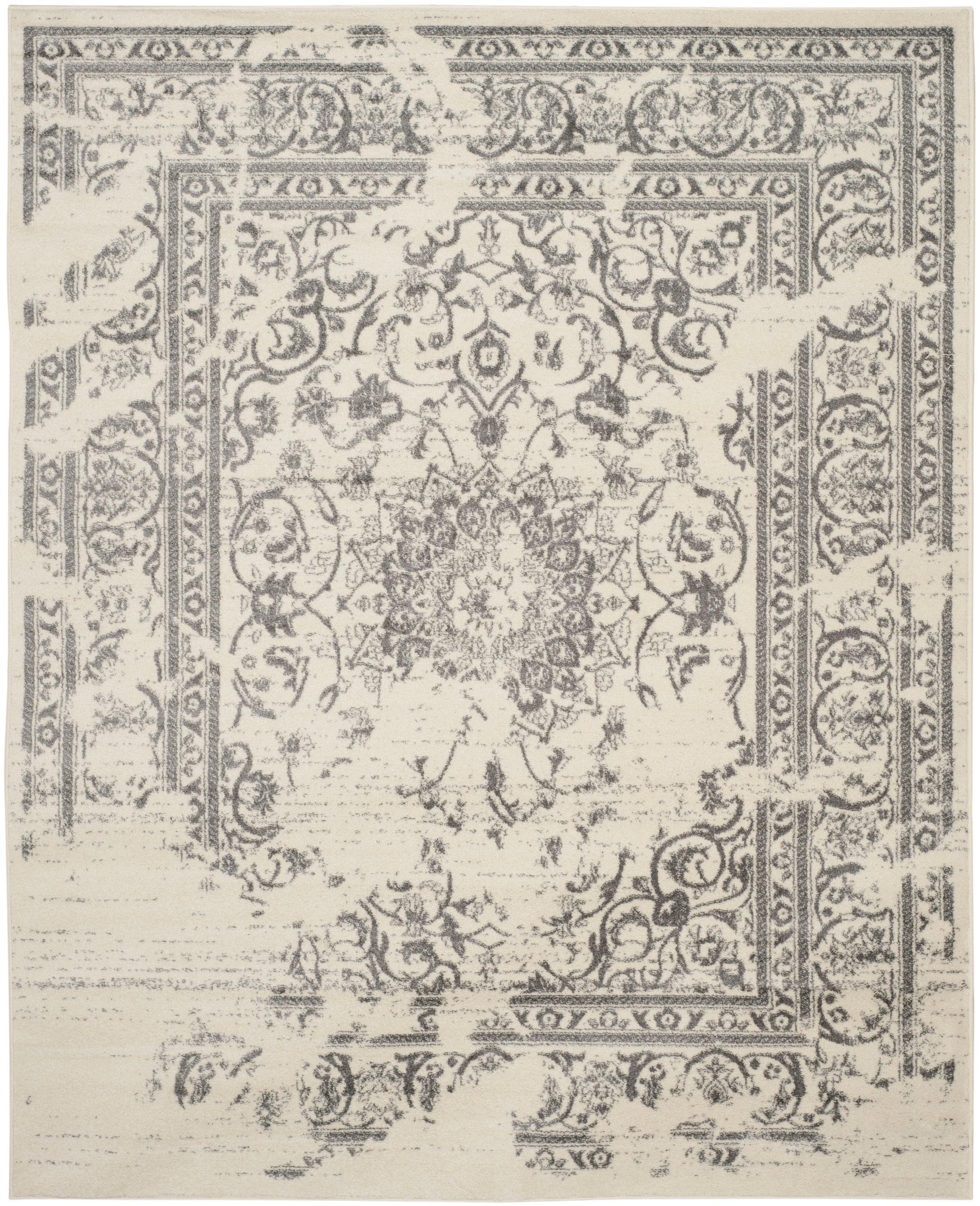 SAFAVIEH Adirondack Zoey Traditional Faded Area Rug, Ivory/Silver, 11' x 15'