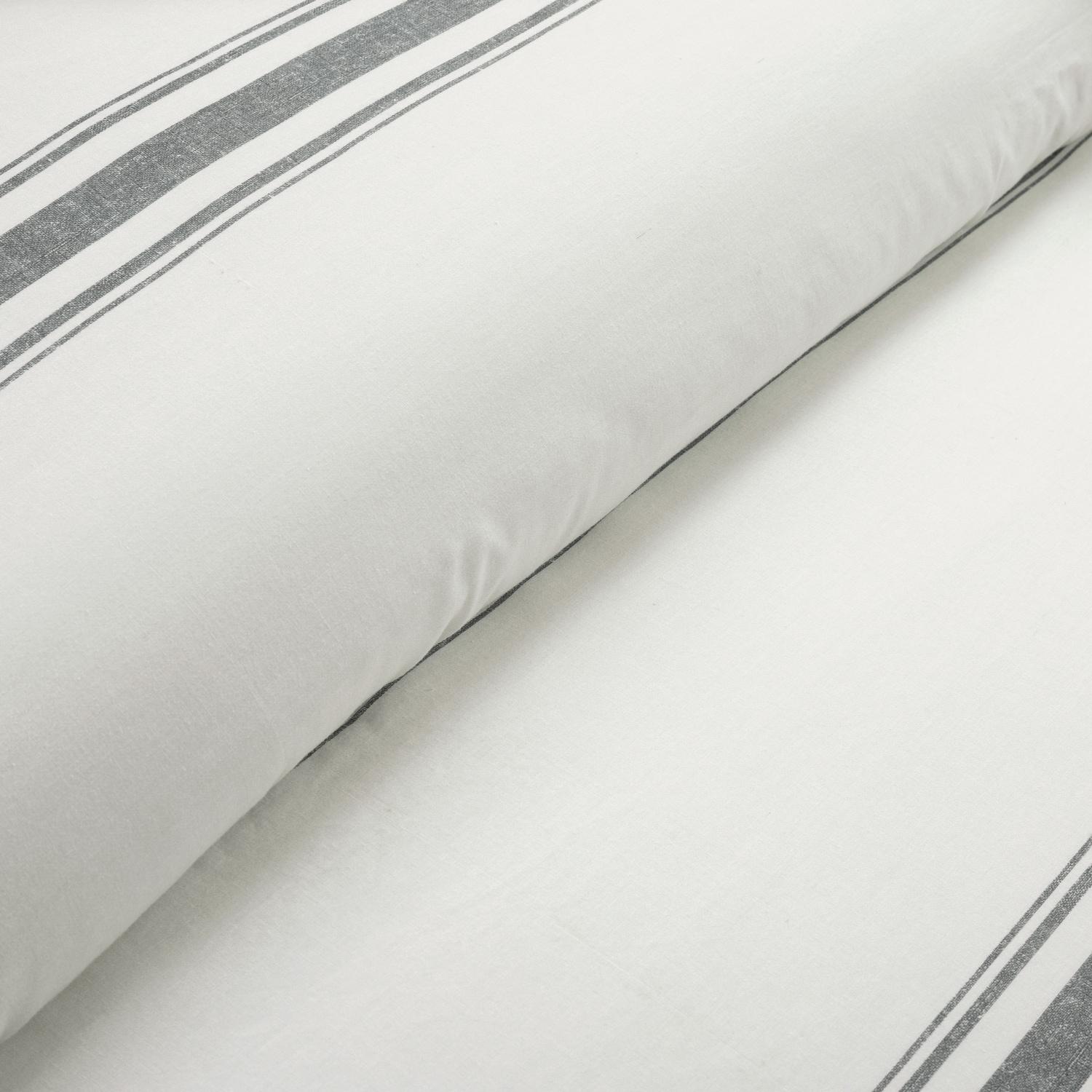 Lush Decor Farmhouse Stripe Reversible Cotton Comforter Dark Gray 3Pc Set Full/Queen