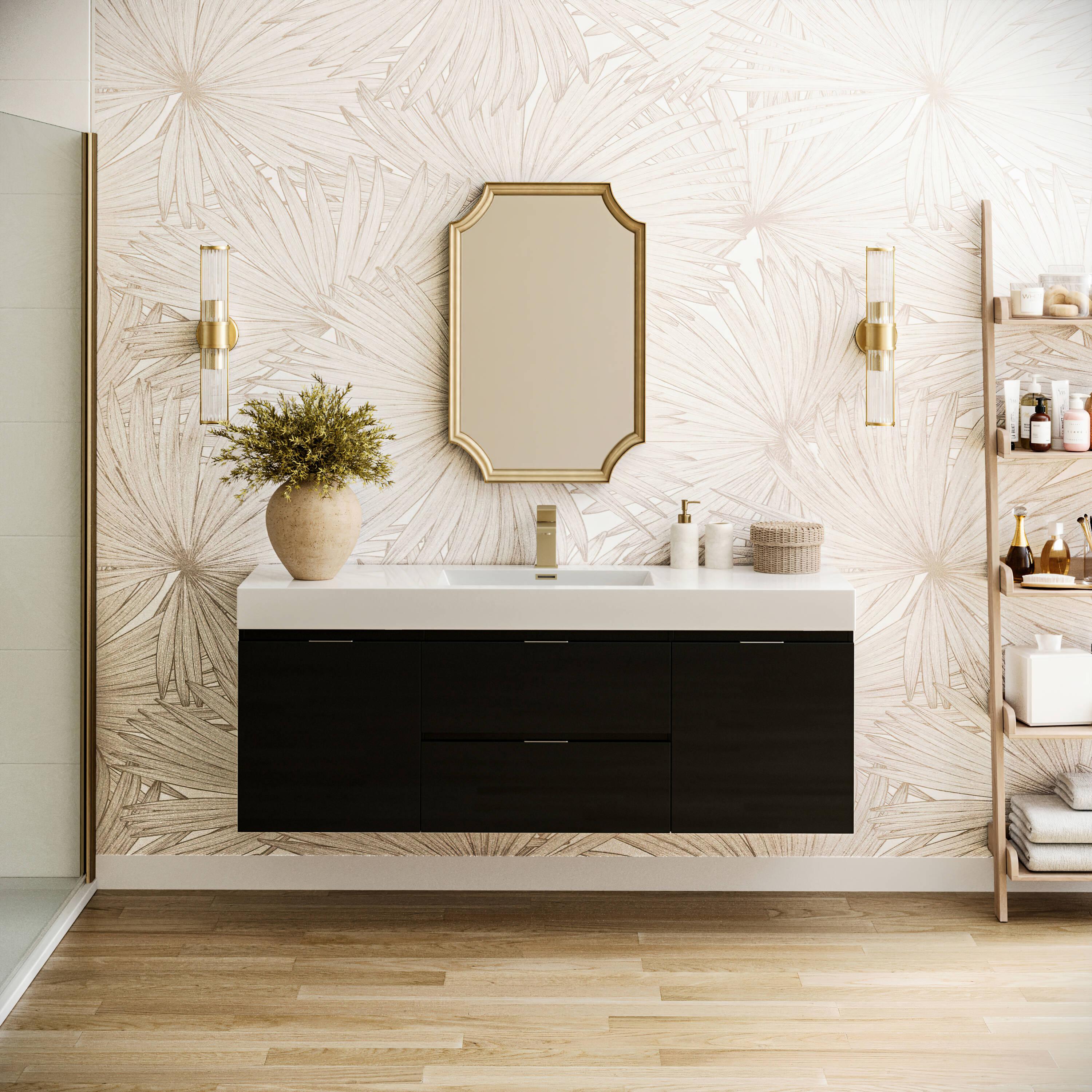 Valencia 60" Wall Mount Single Sink Bathroom Vanity with Top and Sink (Faucet Not Included)