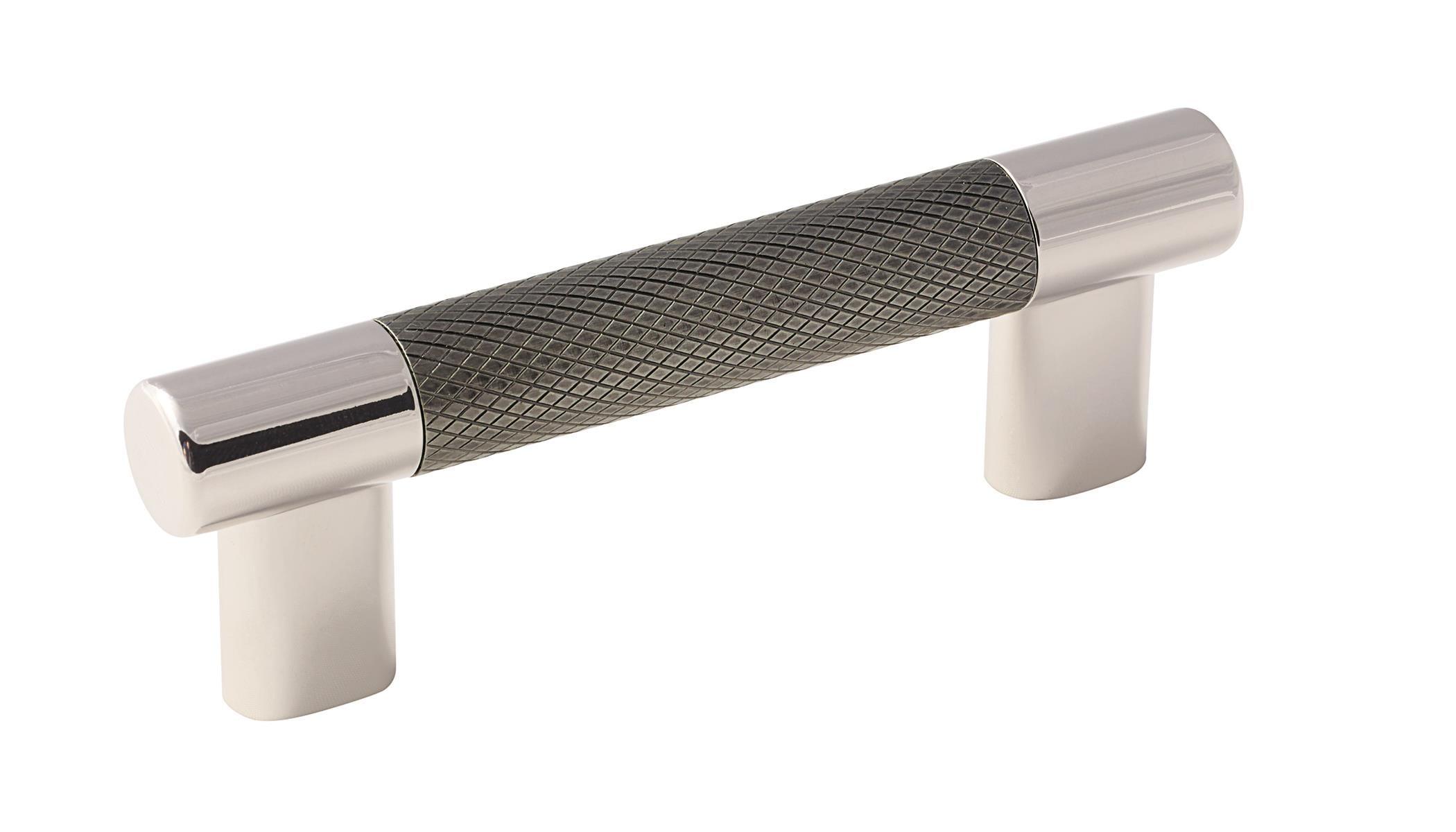 Amerock Esquire 3 inch or 3-3/4 inch (76mm or 96mm) Center-to-Center Polished Nickel/Gunmetal Cabinet Pull