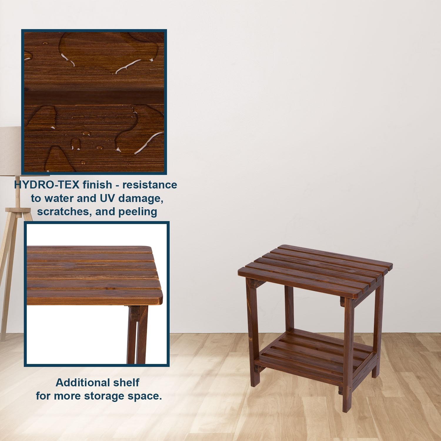 Shine Company Rectangular Traditional Wooden Indoor/Outdoor Side Table in Brown