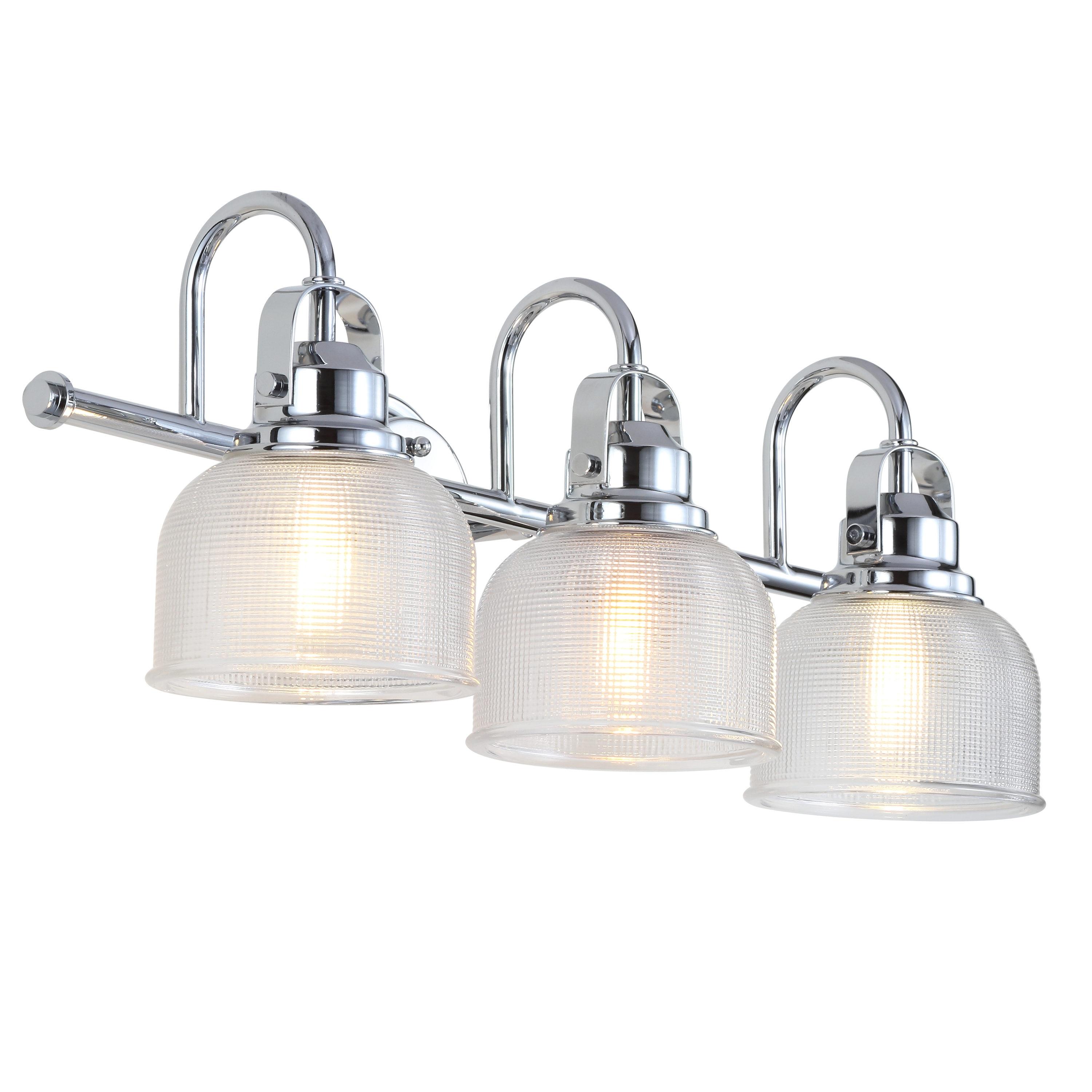 JYL7409A Virginia 25.25" 3-Light Metal/Glass LED Traditional Classic Vanity Light Modern 2700K LED 4W Bulbs Entryway Lobby Kitchen Bathroom Bedroom Living Room Hallway, Chrome