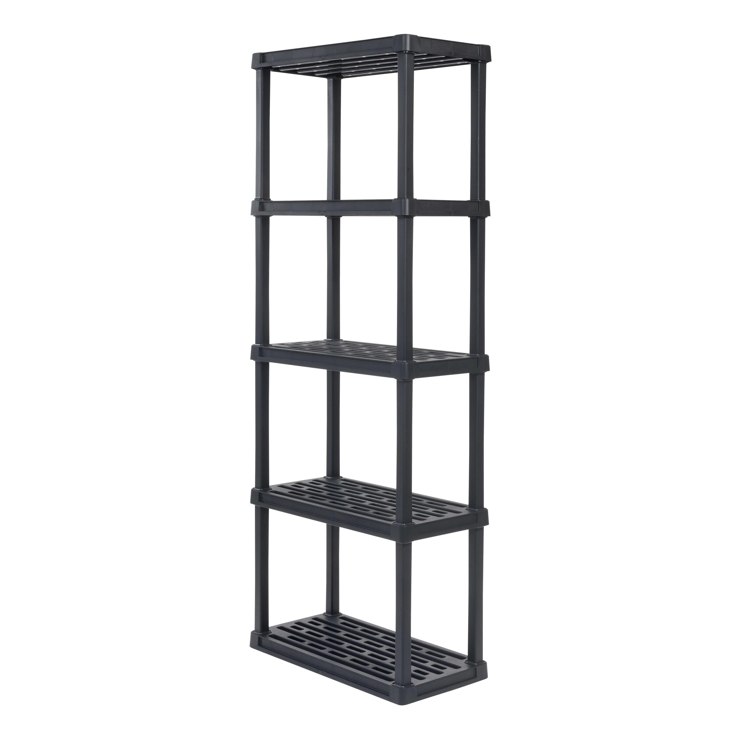 5-Tier Medium Plastic Garage Storage Shelving Unit, Black (12 W x 64 H x 24 D)