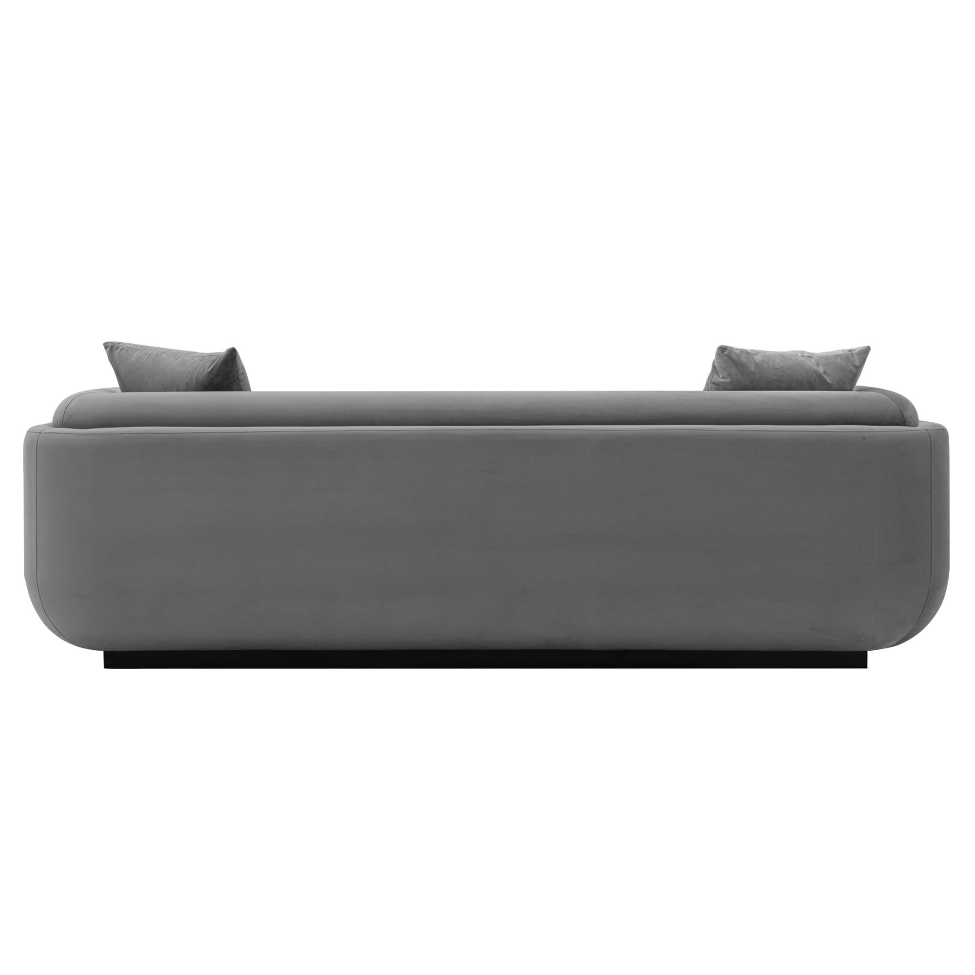 Edmonda Contemporary Velvet Upholstered Sofa with Pillows Dark Gray - Manhattan Comfort