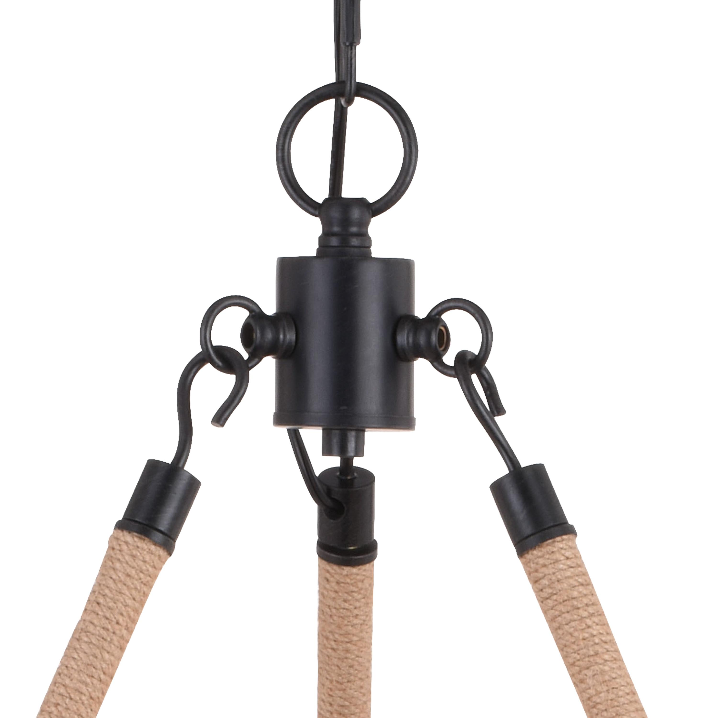 Vaxcel Breckenridge 6 Light Bronze Rustic Antler Chandelier Natural Rope Accent