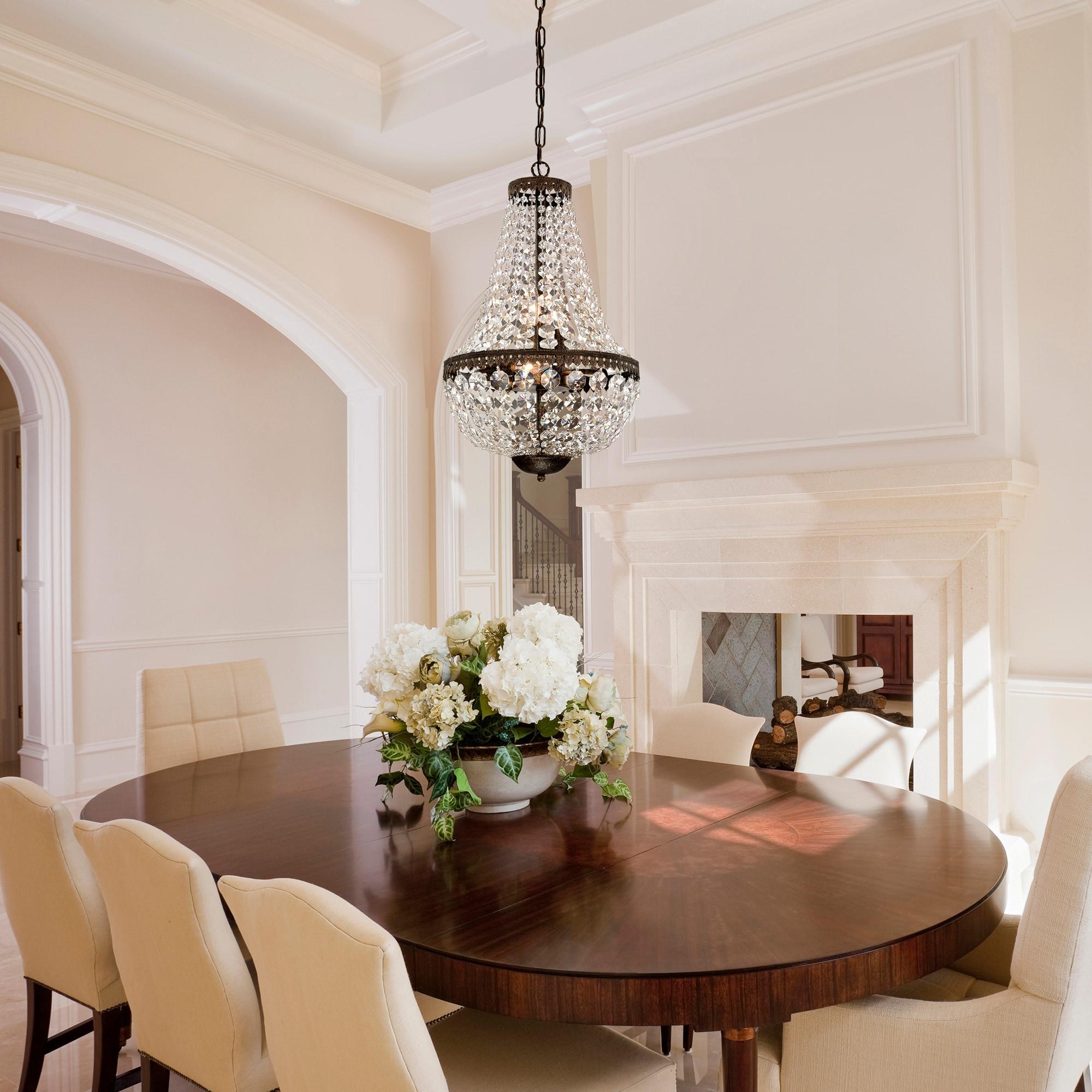 Edvivi Lighting Antique Bronze 6-Light Empire Chandelier with Crystal - Antique Bronze