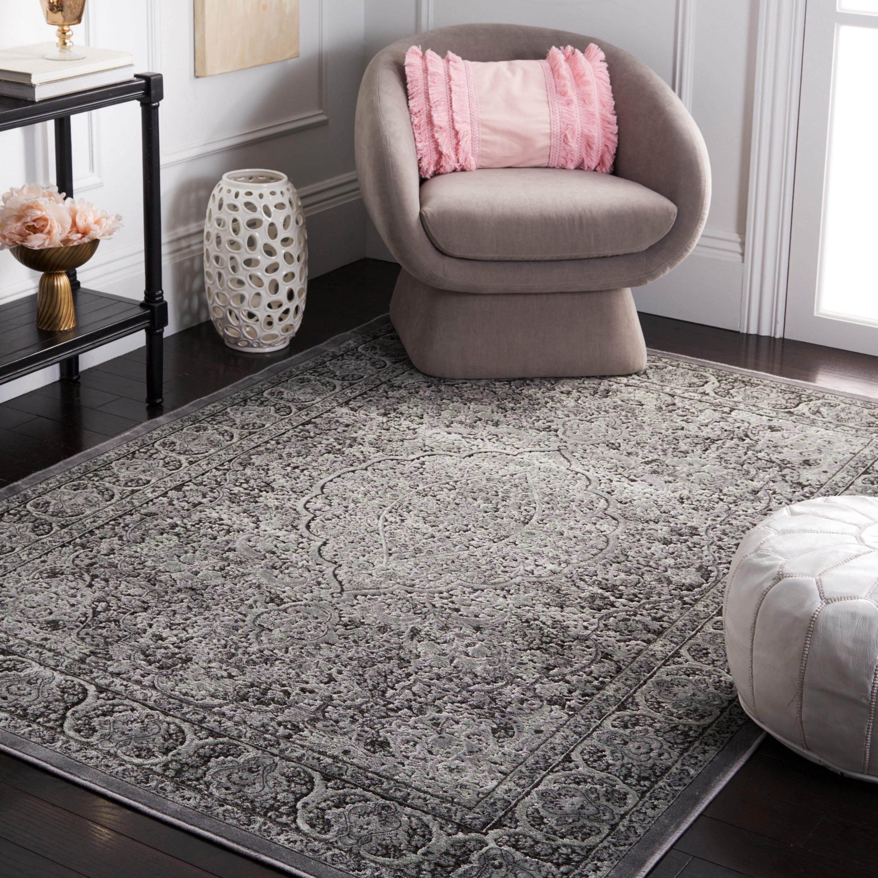 SAFAVIEH Paradise Alton Traditional Floral Area Rug, Light Grey/Anthracite, 8' x 11'2"